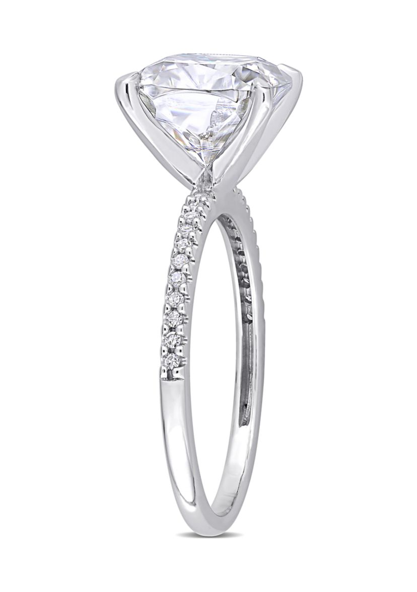3.5 ct. t.w. Lab Created Moissanite and 1/10 ct. t.w. Diamond Engagement Ring in 14K White Gold