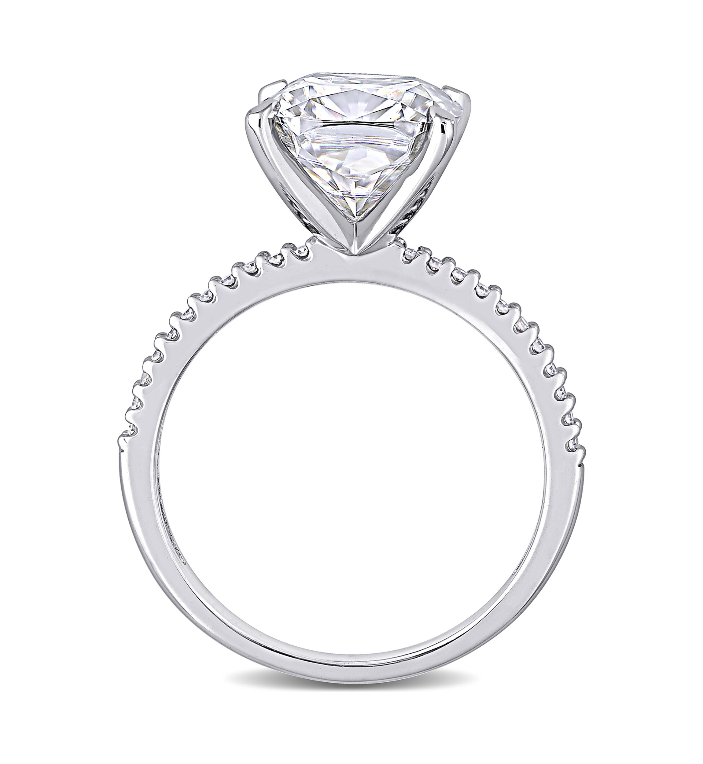 3.5 ct. t.w. Lab Created Moissanite and 1/10 ct. t.w. Diamond Engagement Ring in 14K White Gold