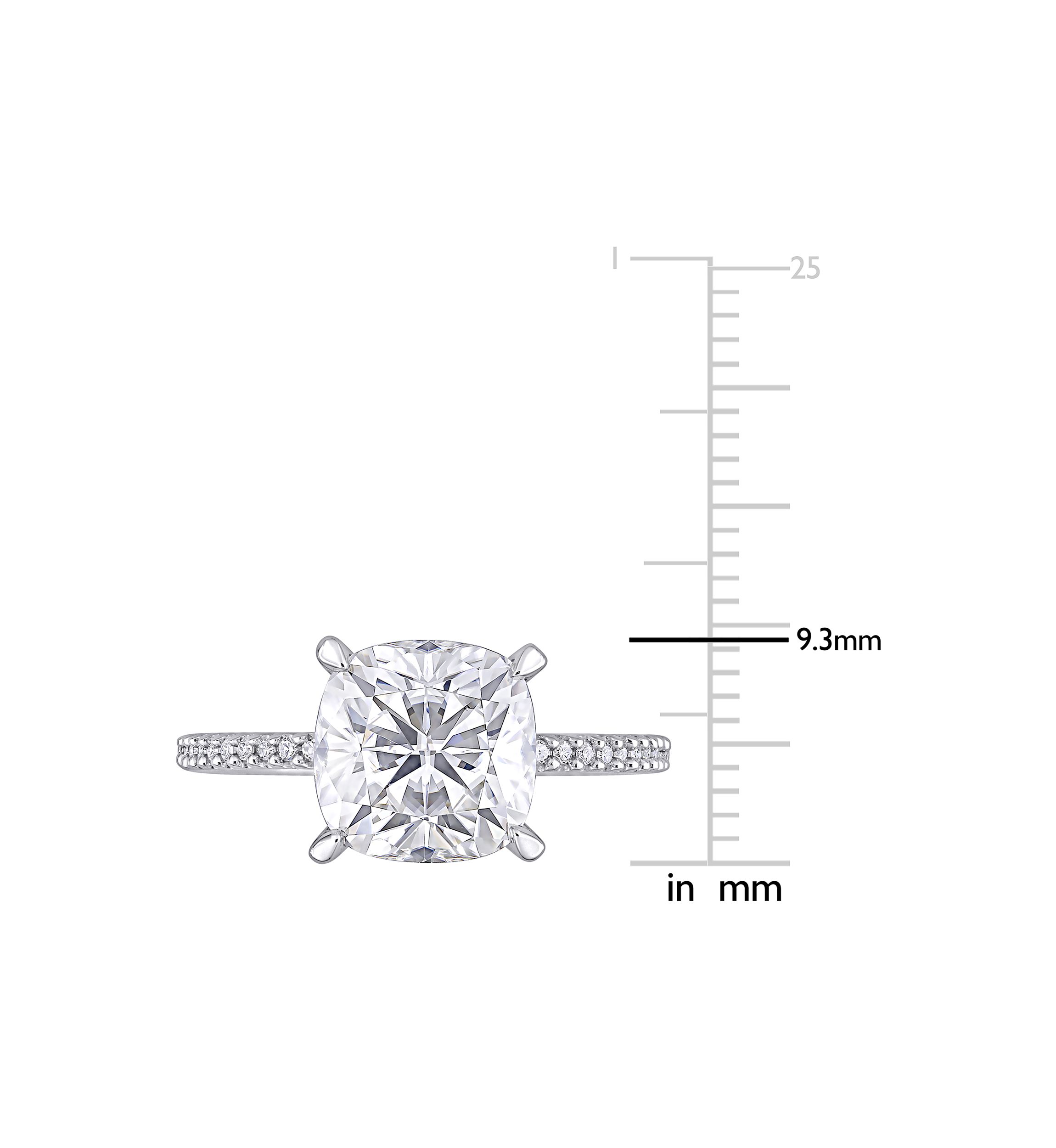 3.5 ct. t.w. Lab Created Moissanite and 1/10 ct. t.w. Diamond Engagement Ring in 14K White Gold