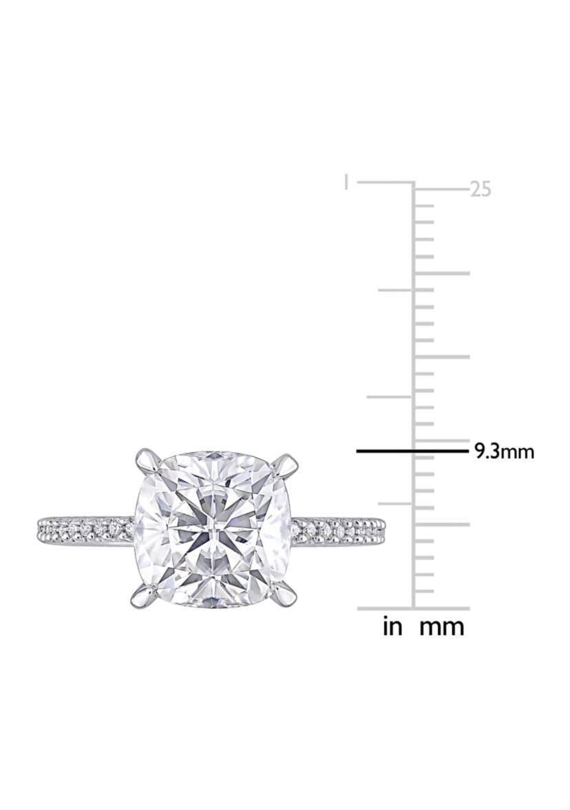 3.5 ct. t.w. Lab Created Moissanite and 1/10 ct. t.w. Diamond Engagement Ring in 14K White Gold