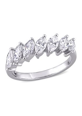 Belk & Co 3.5 Ct. T.w. Marquise-Cut Lab Created Moissanite Anniversary Ring In 10K White Gold, 8 -  0686692331488