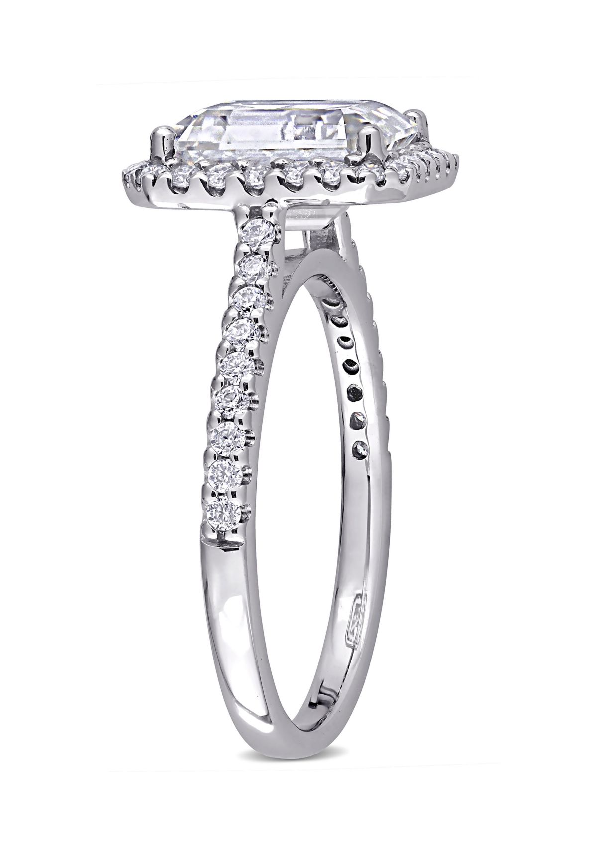 3.4 ct. t.w. Emerald-Cut Moissanite Halo Engagement Ring in 10K White Gold
