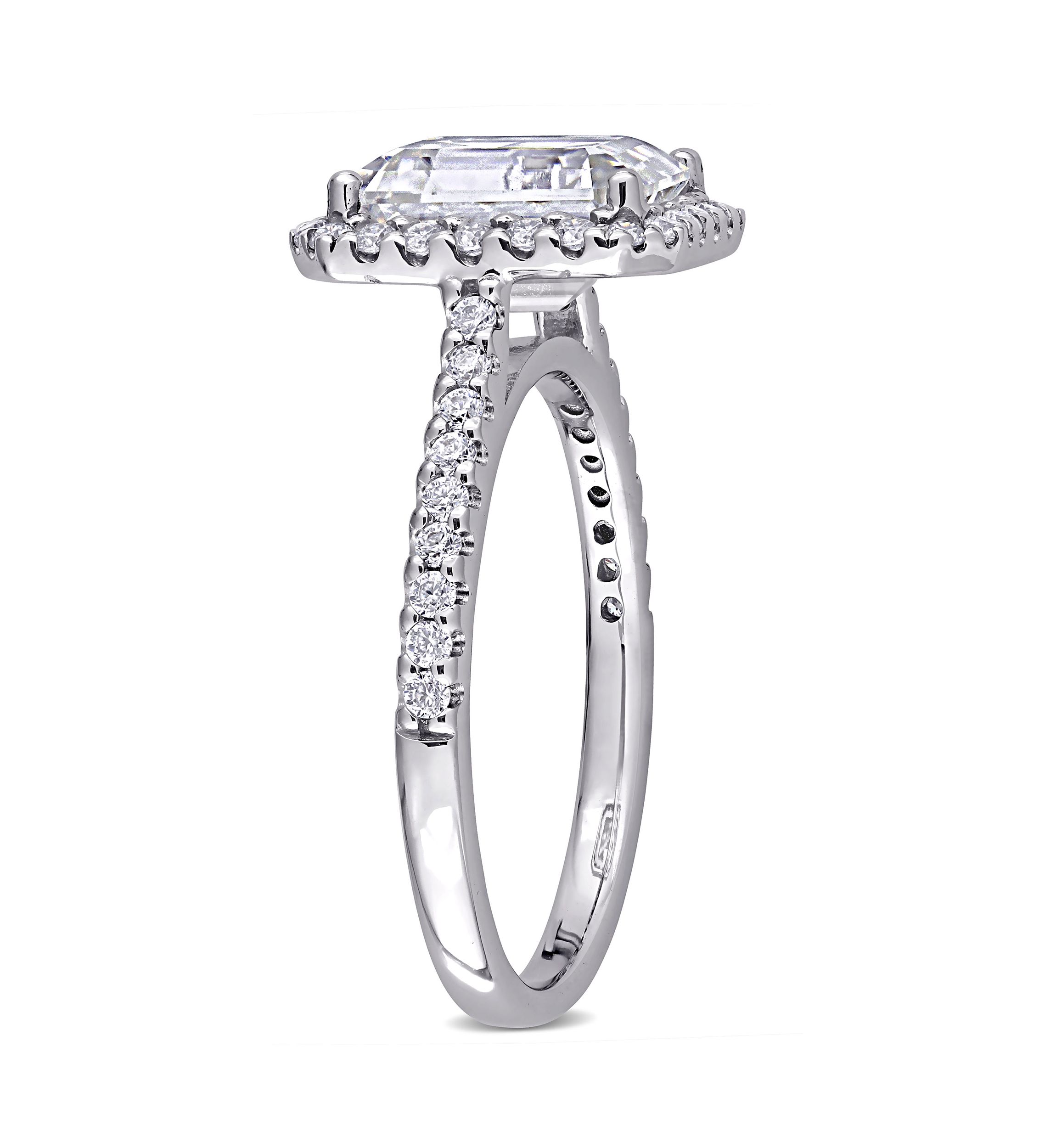 3.4 ct. t.w. Emerald-Cut Moissanite Halo Engagement Ring in 10K White Gold