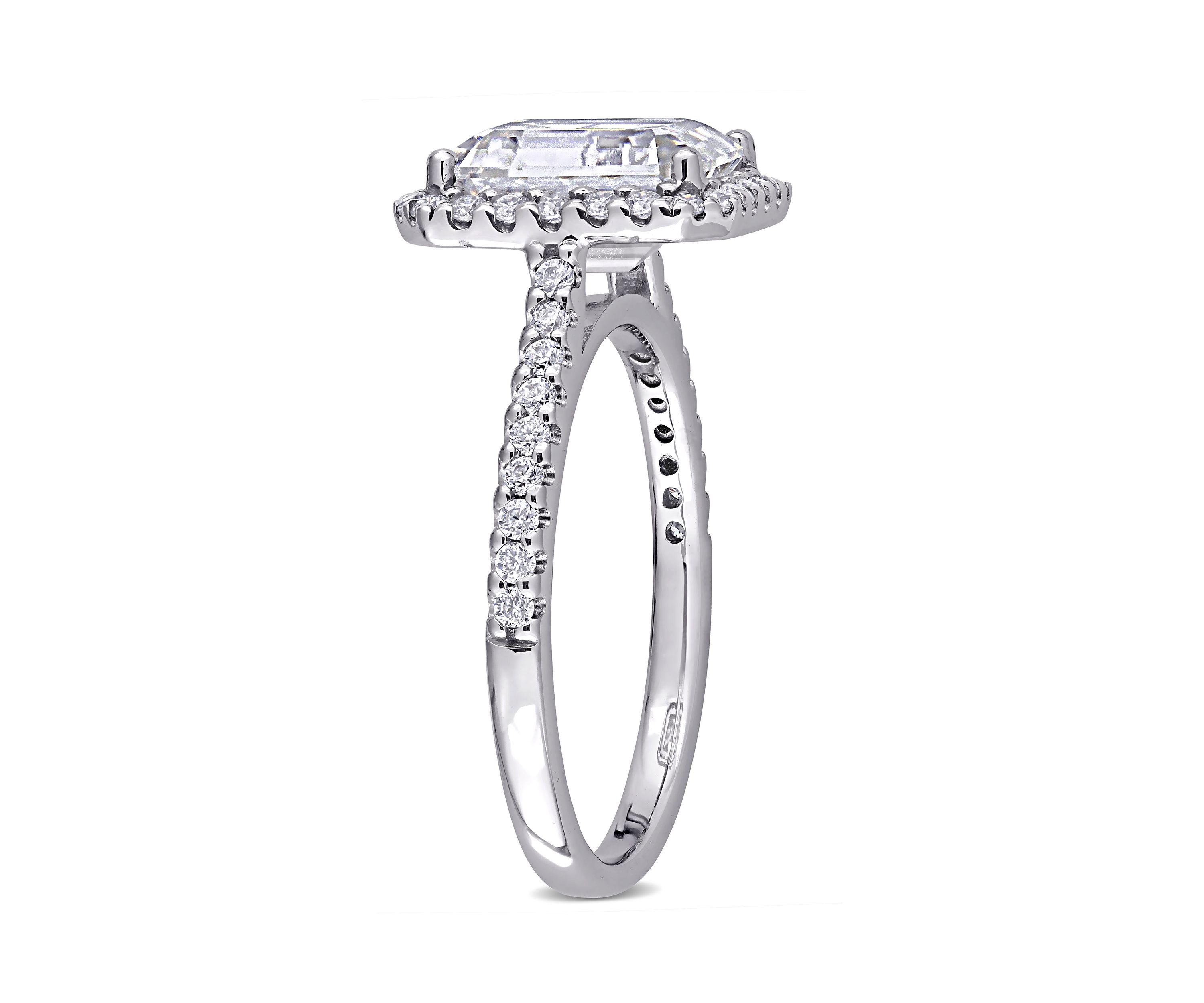 3.4 ct. t.w. Emerald-Cut Moissanite Halo Engagement Ring in 10K White Gold