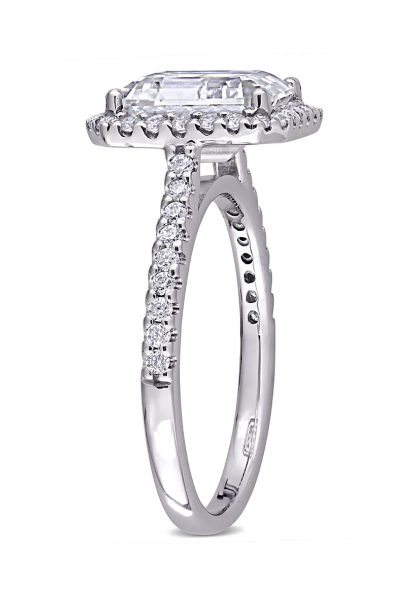 3.4 ct. t.w. Emerald-Cut Moissanite Halo Engagement Ring in 10K White Gold