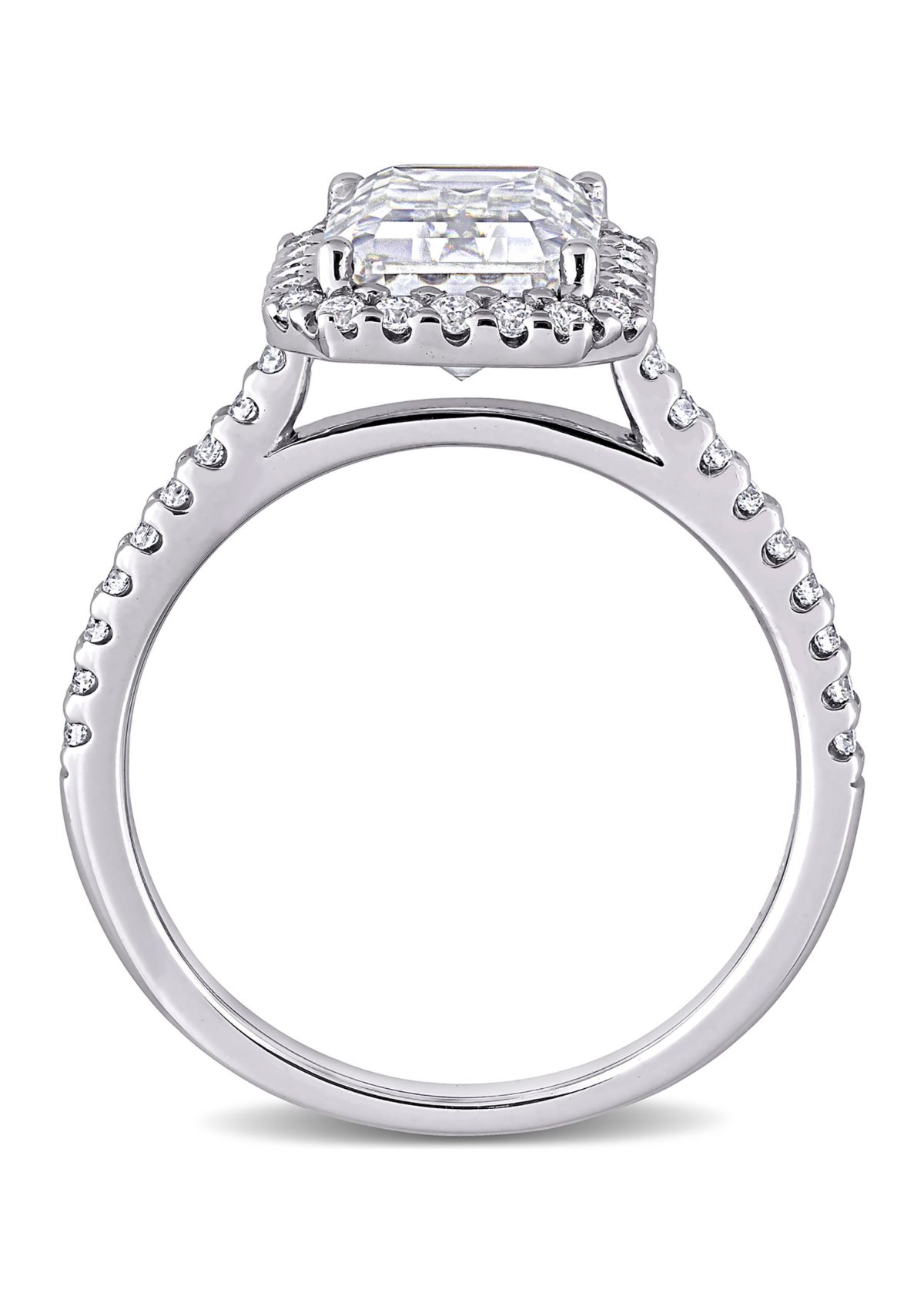 3.4 ct. t.w. Emerald-Cut Moissanite Halo Engagement Ring in 10K White Gold