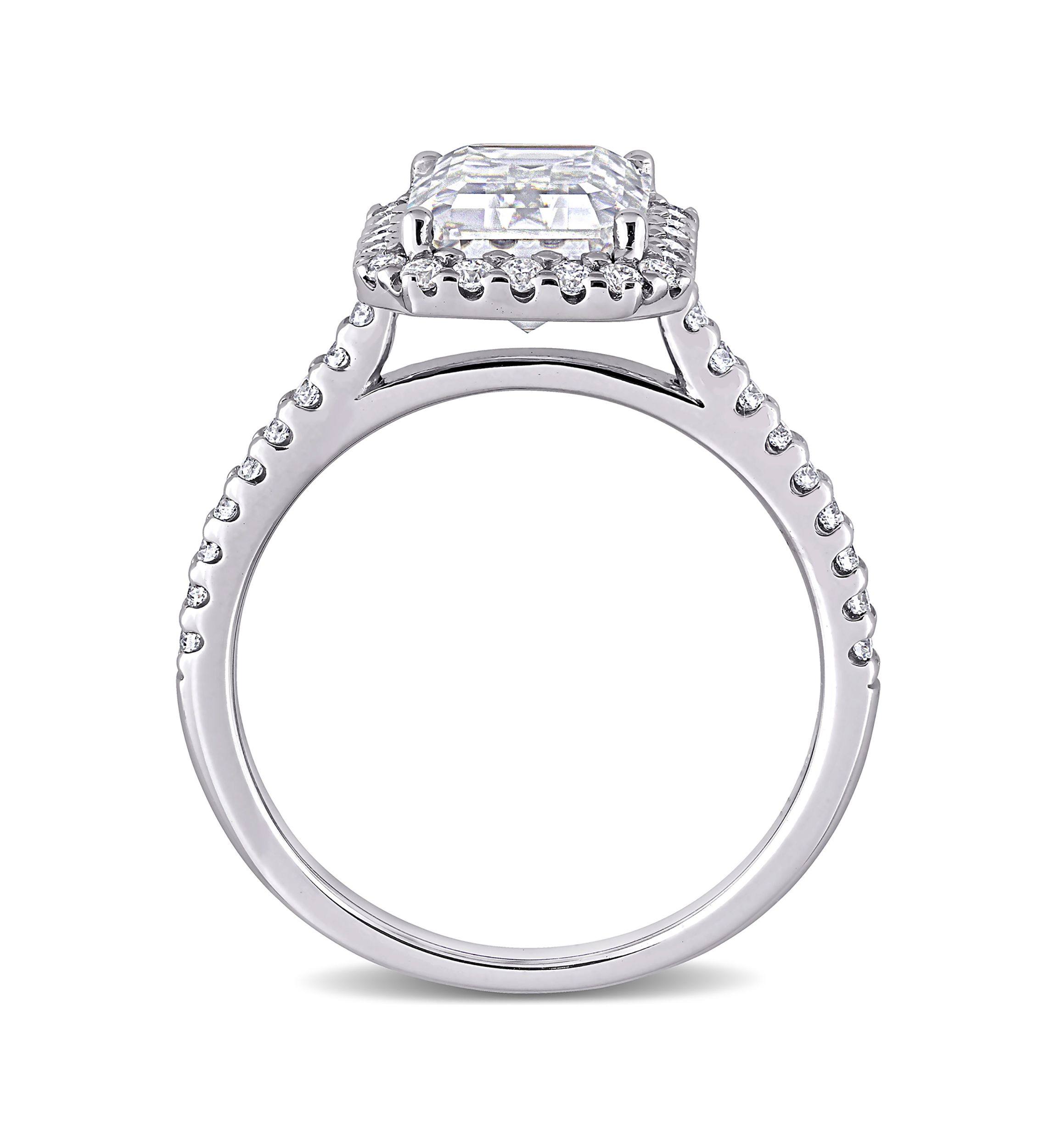 3.4 ct. t.w. Emerald-Cut Moissanite Halo Engagement Ring in 10K White Gold