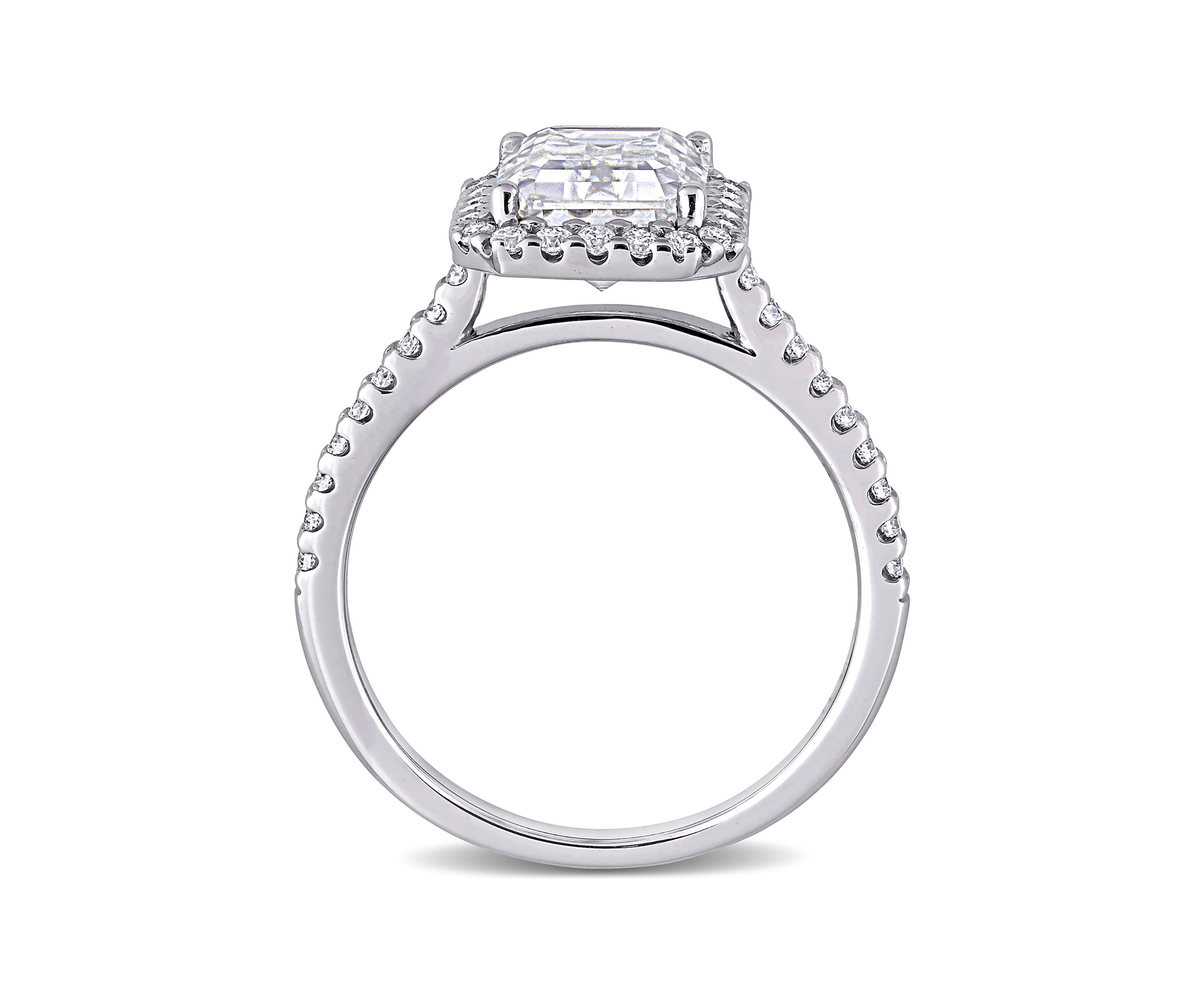 3.4 ct. t.w. Emerald-Cut Moissanite Halo Engagement Ring in 10K White Gold