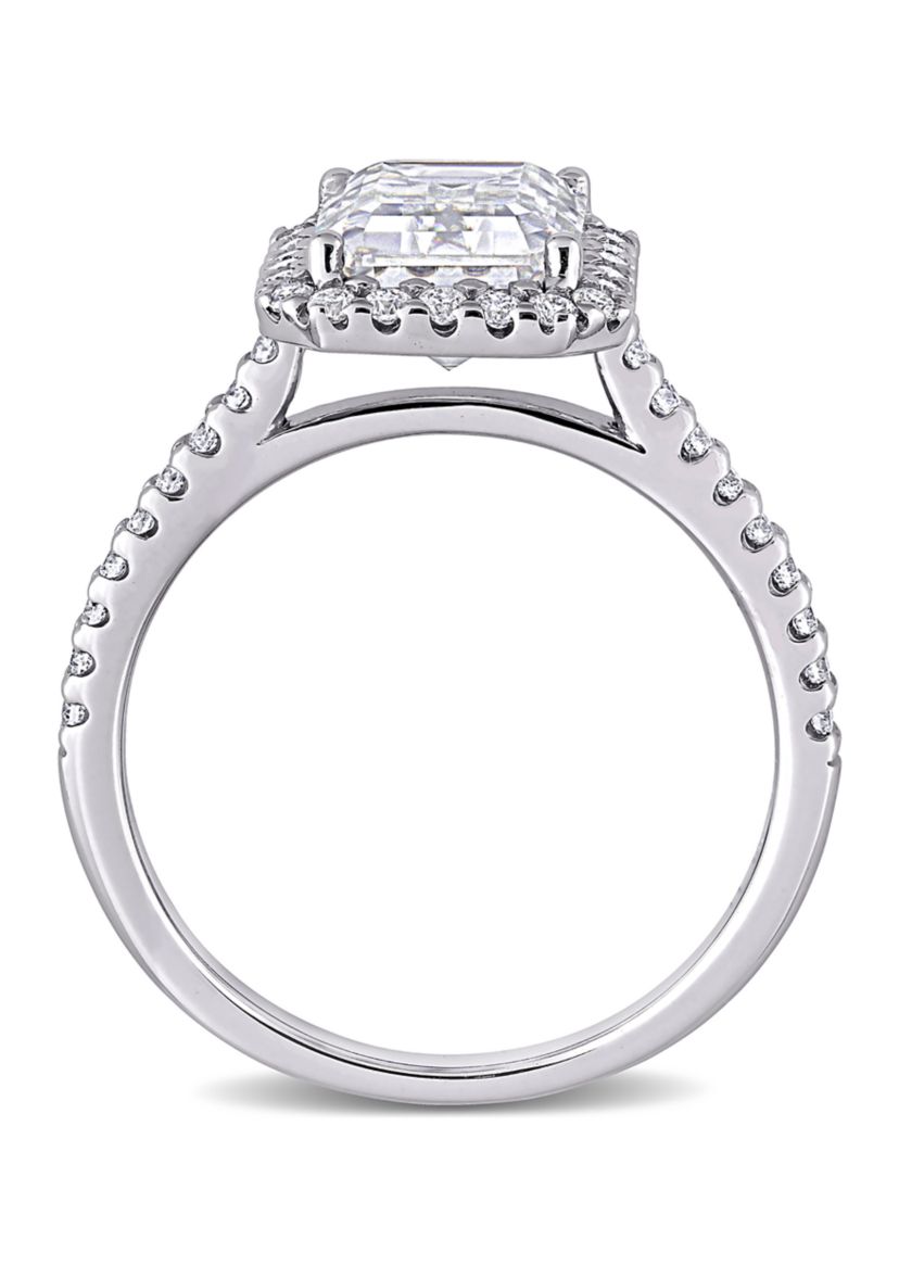 3.4 ct. t.w. Emerald-Cut Moissanite Halo Engagement Ring in 10K White Gold