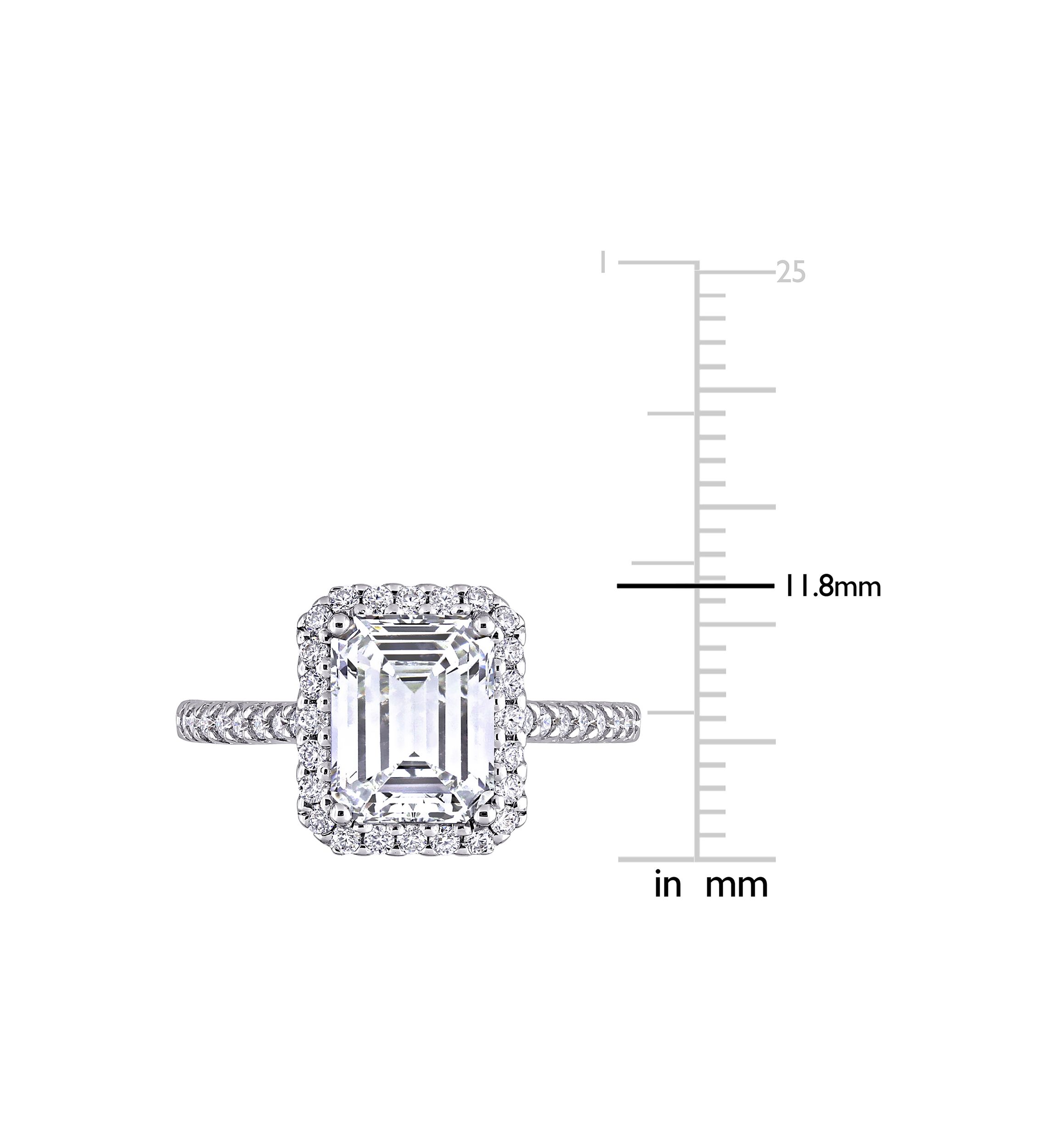 3.4 ct. t.w. Emerald-Cut Moissanite Halo Engagement Ring in 10K White Gold