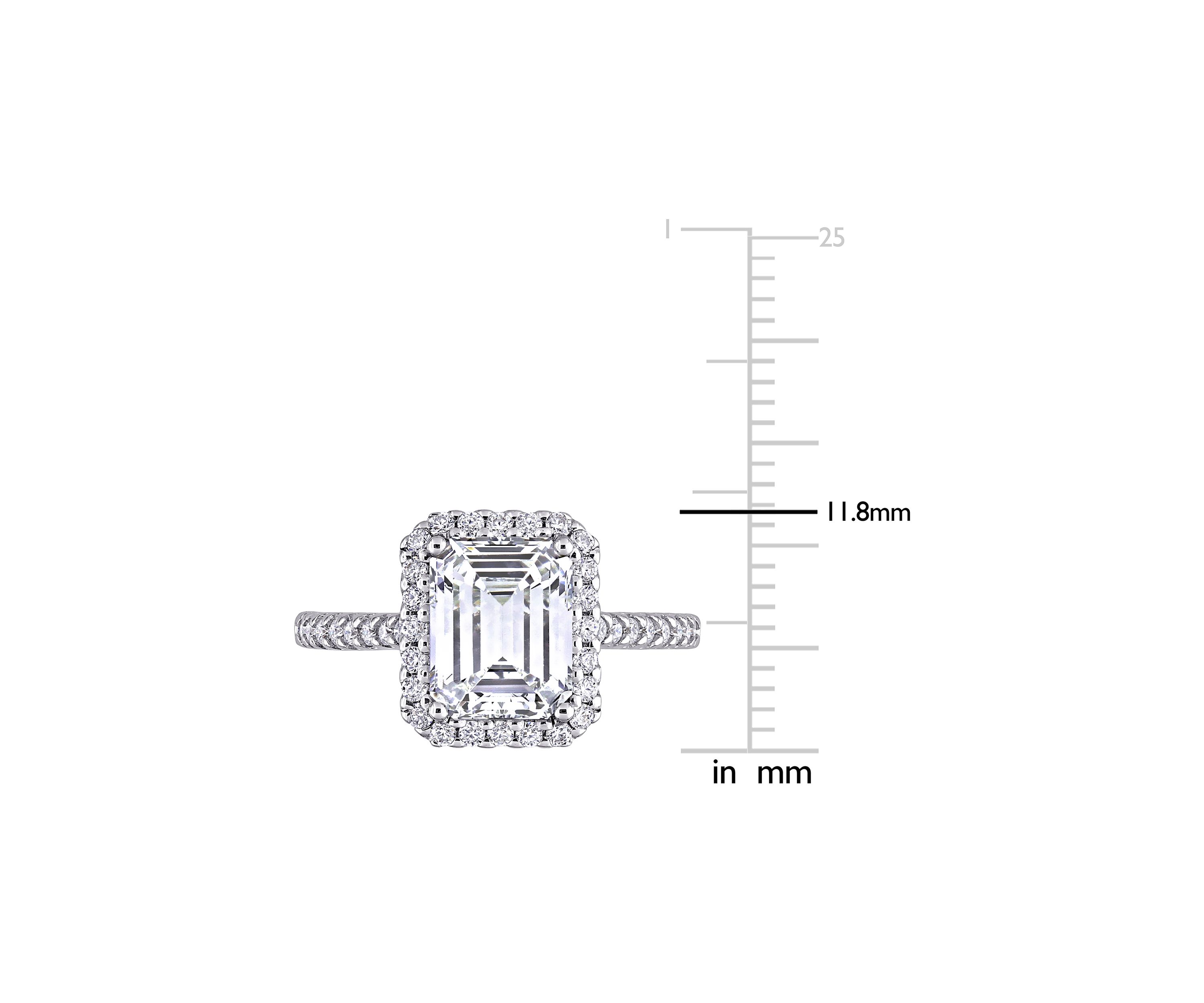 3.4 ct. t.w. Emerald-Cut Moissanite Halo Engagement Ring in 10K White Gold