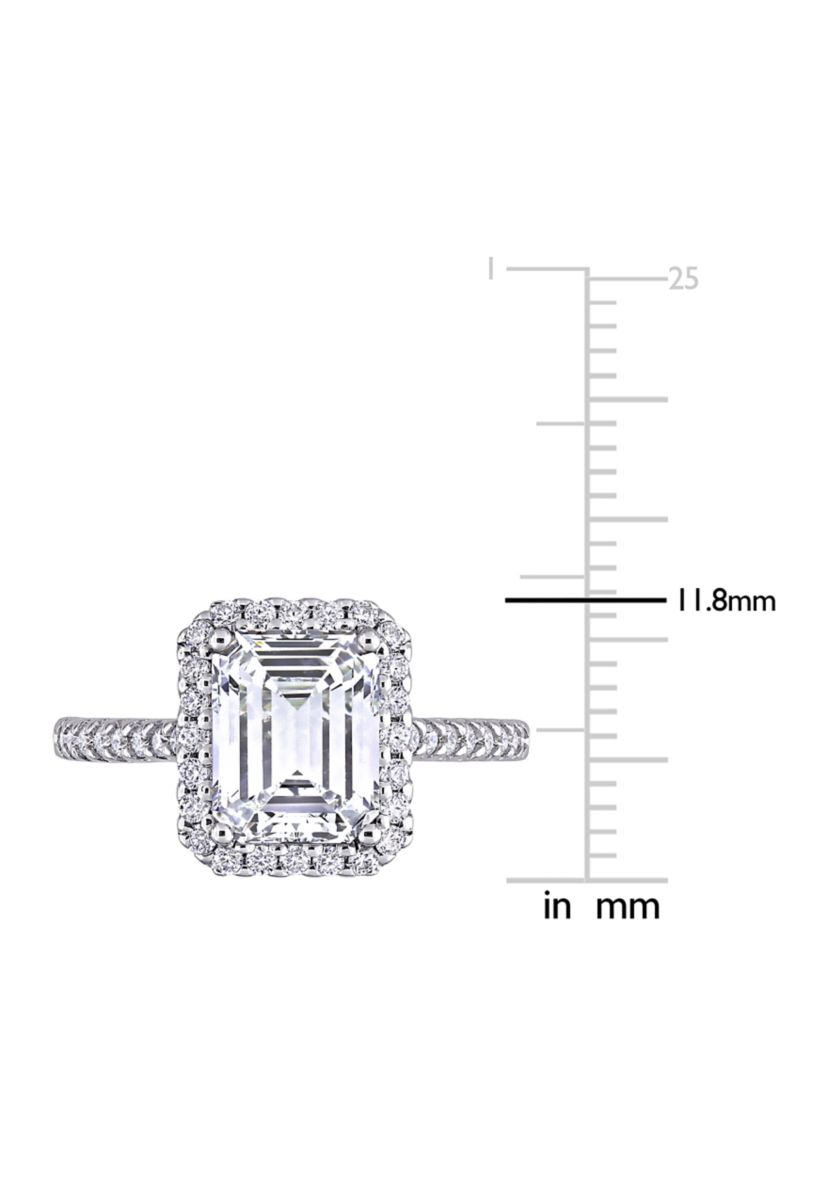 3.4 ct. t.w. Emerald-Cut Moissanite Halo Engagement Ring in 10K White Gold