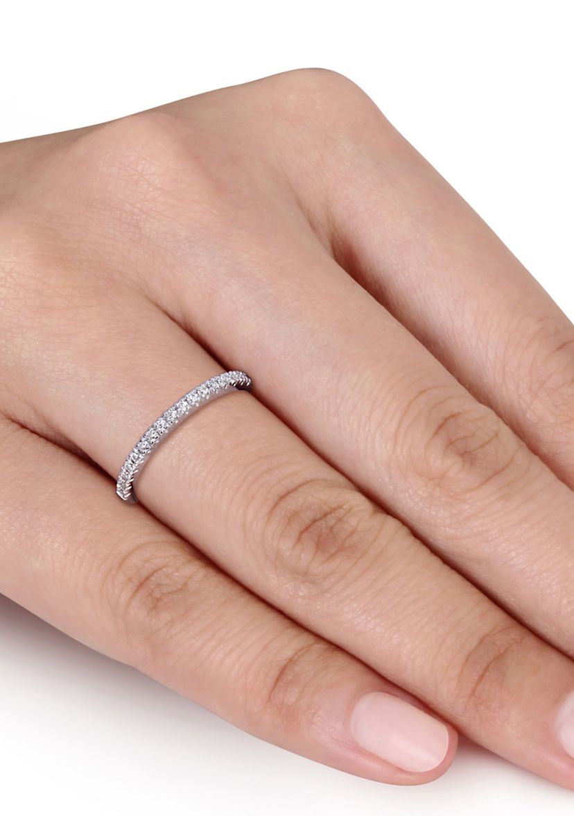 Lab Created 1/5 ct. t.w. Moissanite Stackable Anniversary Ring in 10k White Gold