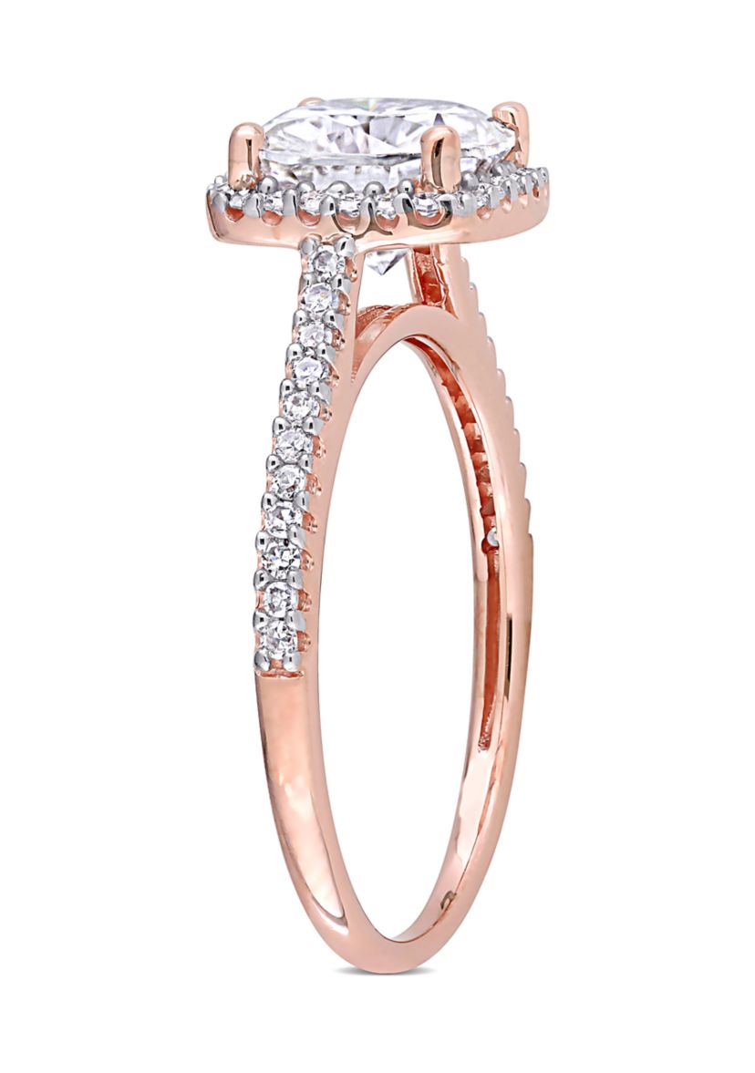 Lab Created 2 ct. t.w. Moissanite and 1/4 ct. t.w. Diamond Cushion-Cut Halo Engagement Ring in 14k Rose Gold