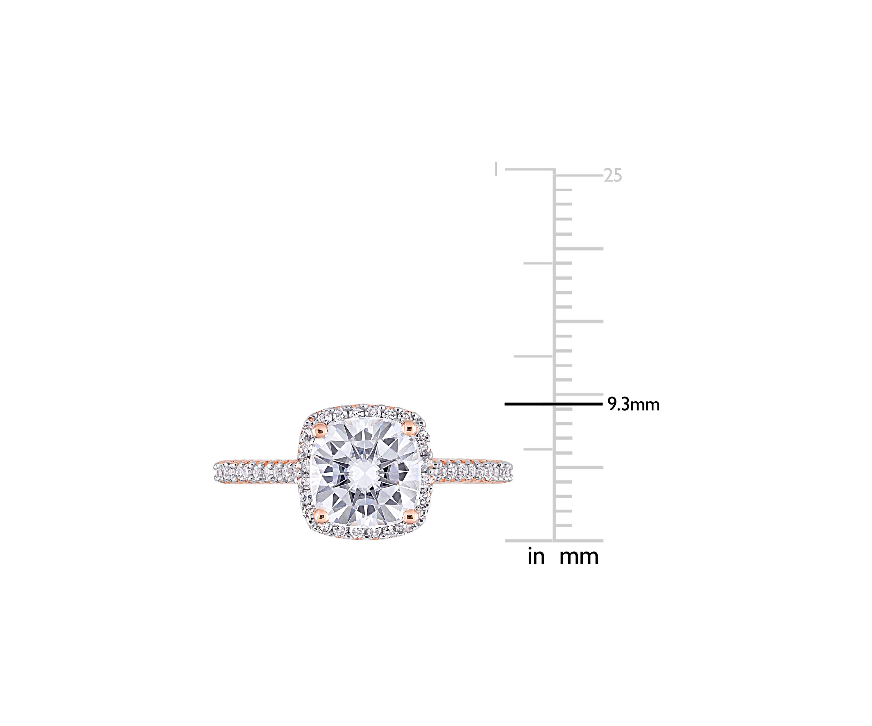 Lab Created 2 ct. t.w. Moissanite and 1/4 ct. t.w. Diamond Cushion-Cut Halo Engagement Ring in 14k Rose Gold