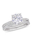 Lab Created 2 ct. t.w. Moissanite and 1/4 ct. t.w. Diamond Bridal Set in 14k White Gold