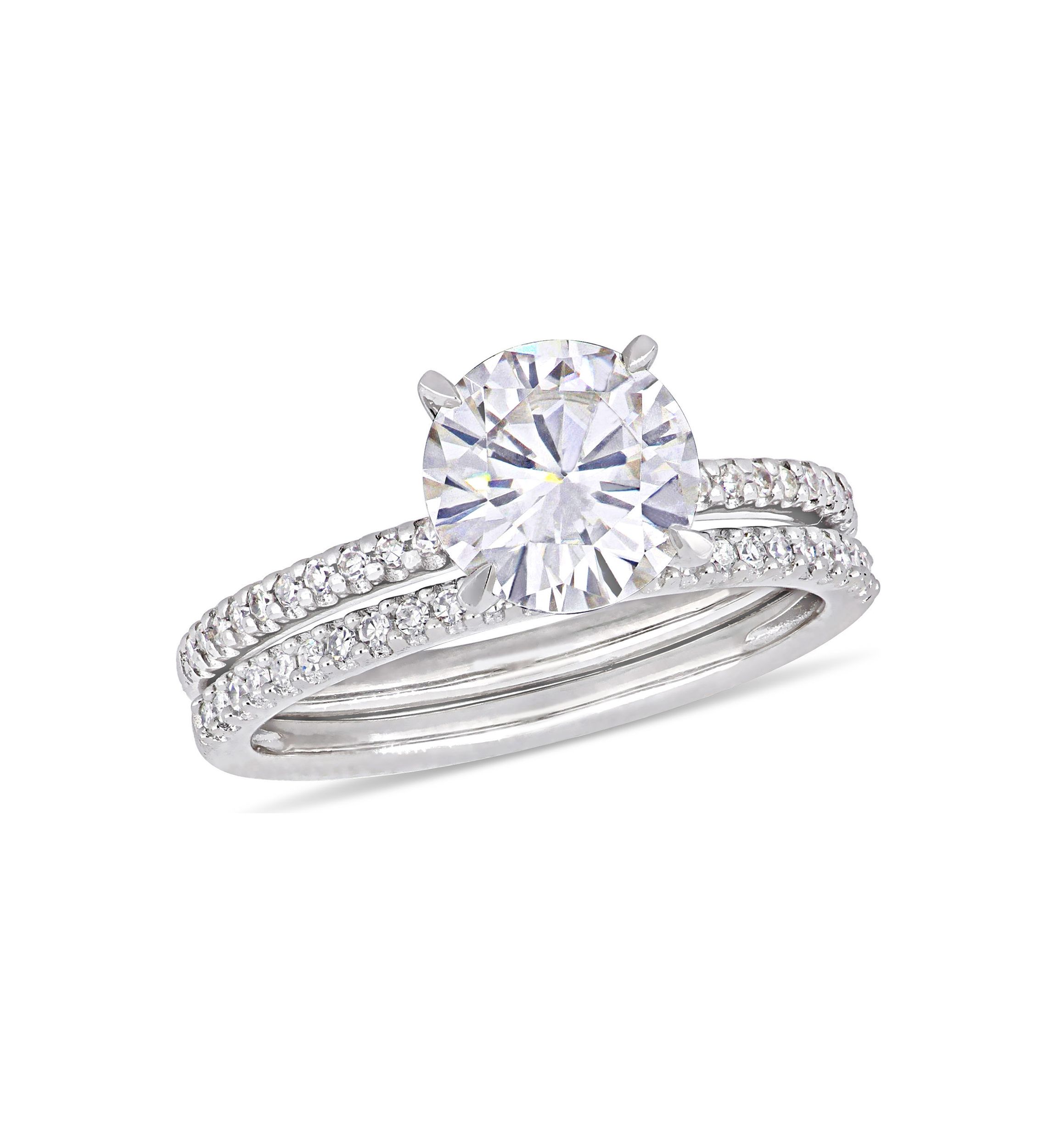 Lab Created 2 ct. t.w. Moissanite and 1/4 ct. t.w. Diamond Bridal Set in 14k White Gold