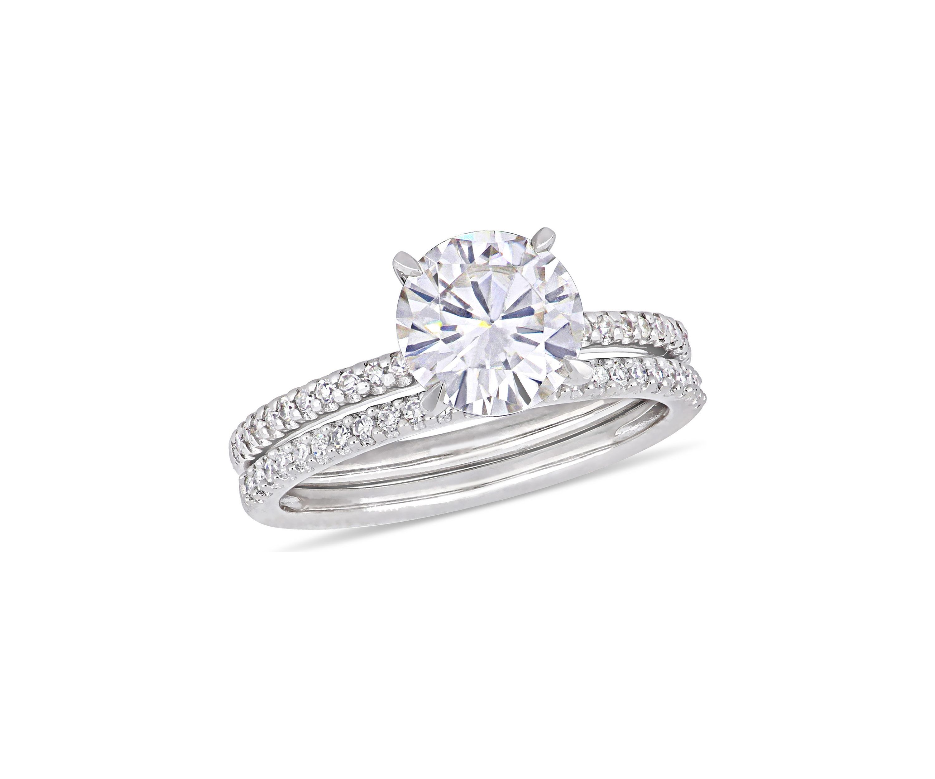 Lab Created 2 ct. t.w. Moissanite and 1/4 ct. t.w. Diamond Bridal Set in 14k White Gold