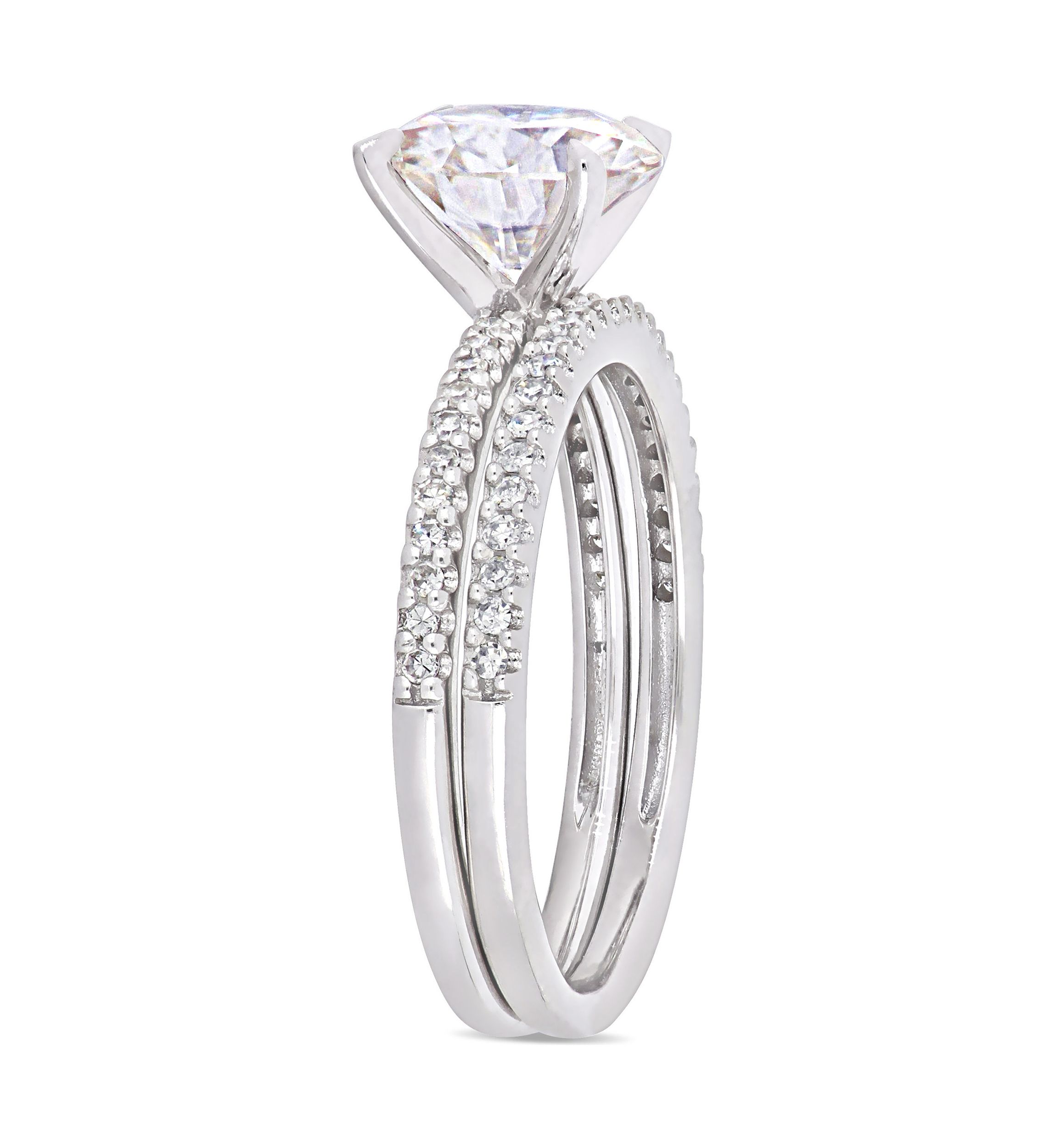 Lab Created 2 ct. t.w. Moissanite and 1/4 ct. t.w. Diamond Bridal Set in 14k White Gold