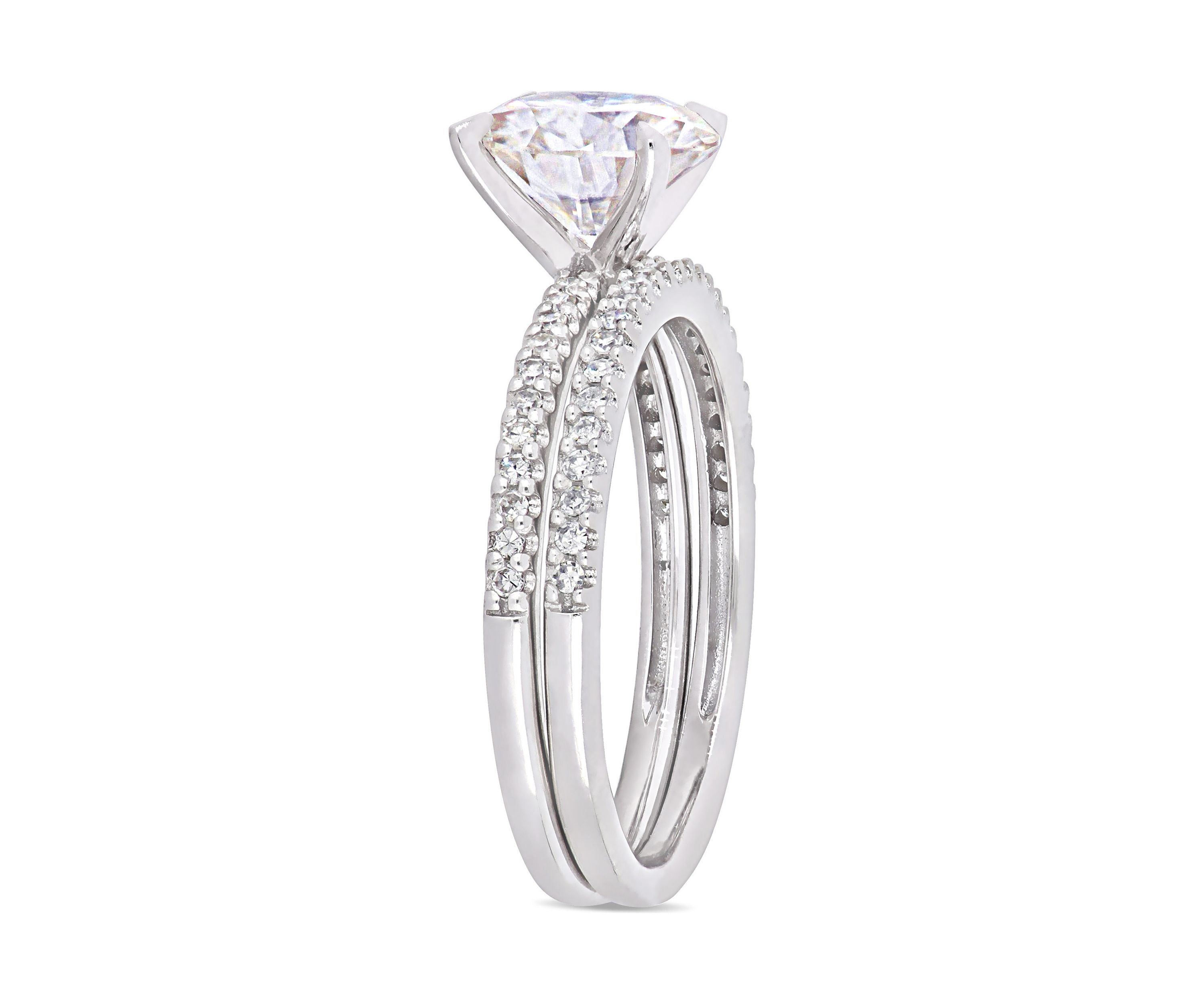 Lab Created 2 ct. t.w. Moissanite and 1/4 ct. t.w. Diamond Bridal Set in 14k White Gold