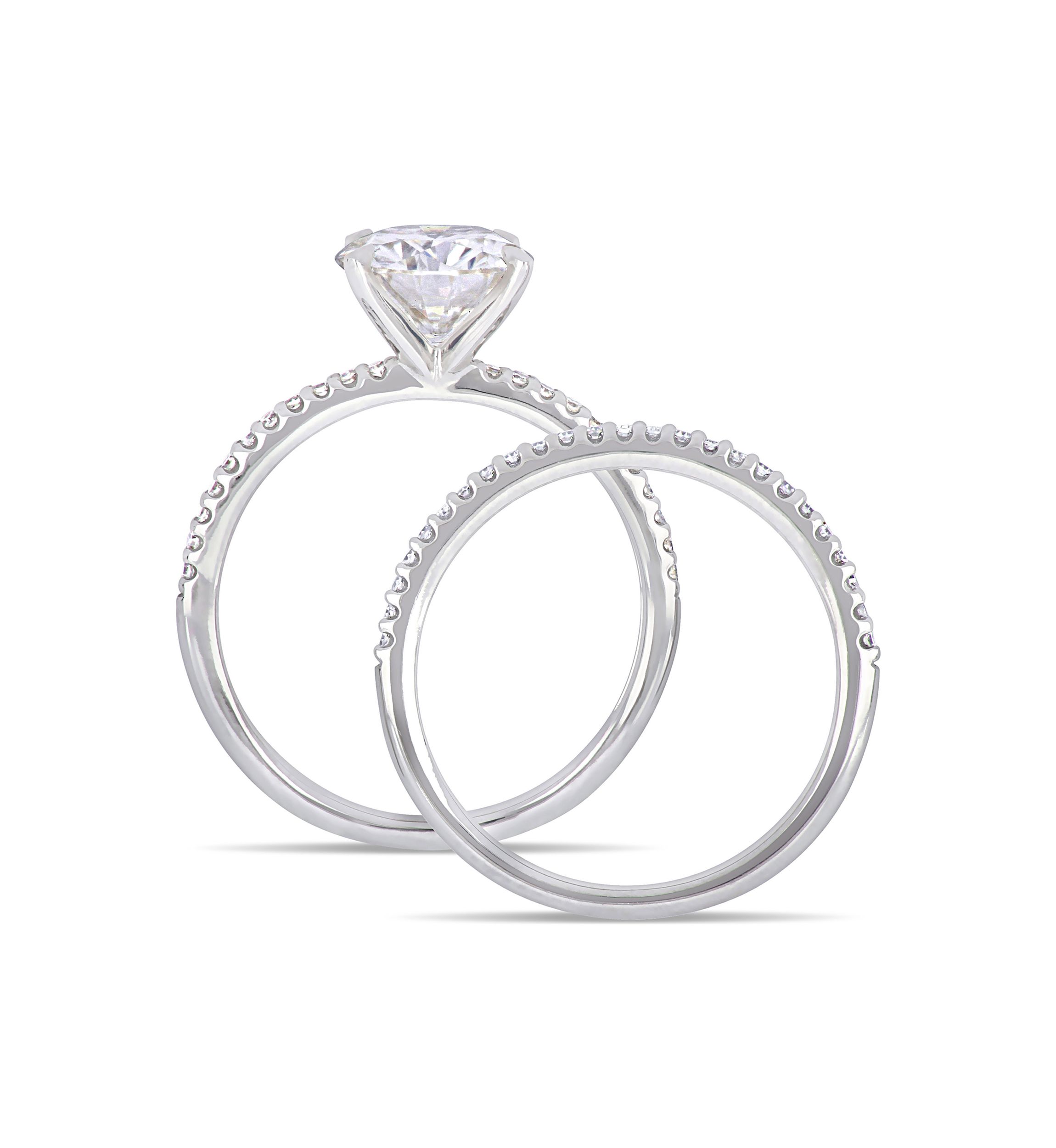 Lab Created 2 ct. t.w. Moissanite and 1/4 ct. t.w. Diamond Bridal Set in 14k White Gold