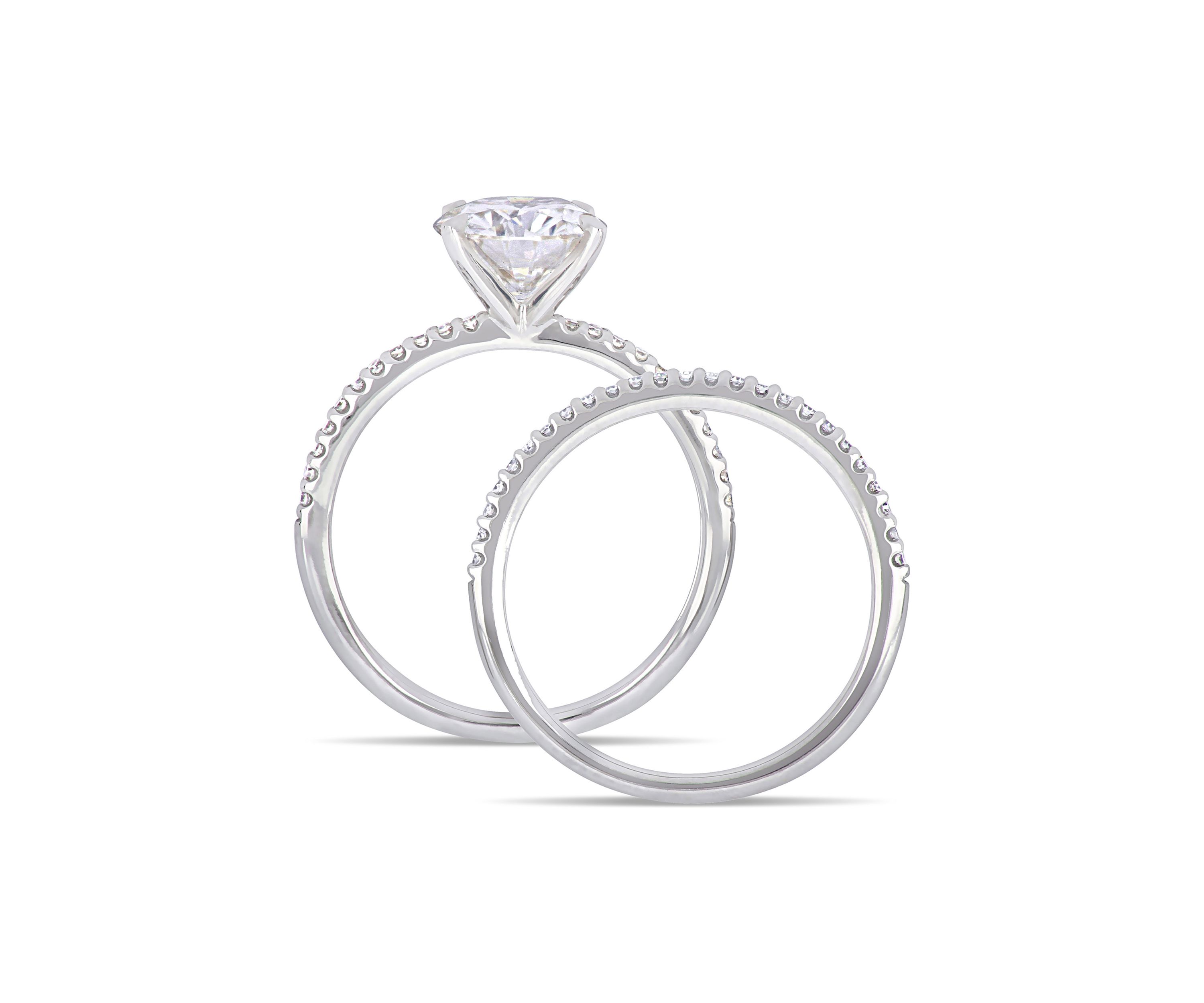 Lab Created 2 ct. t.w. Moissanite and 1/4 ct. t.w. Diamond Bridal Set in 14k White Gold