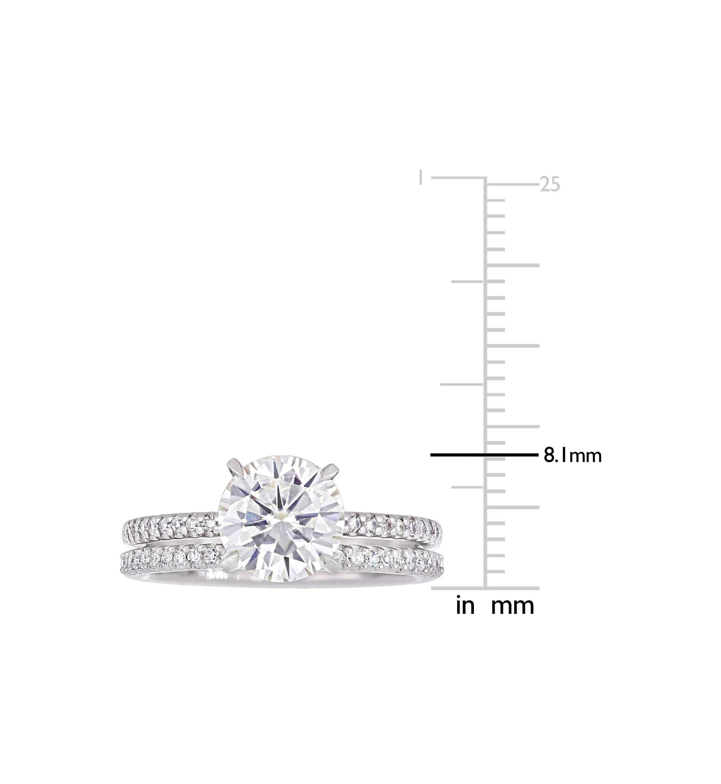Lab Created 2 ct. t.w. Moissanite and 1/4 ct. t.w. Diamond Bridal Set in 14k White Gold