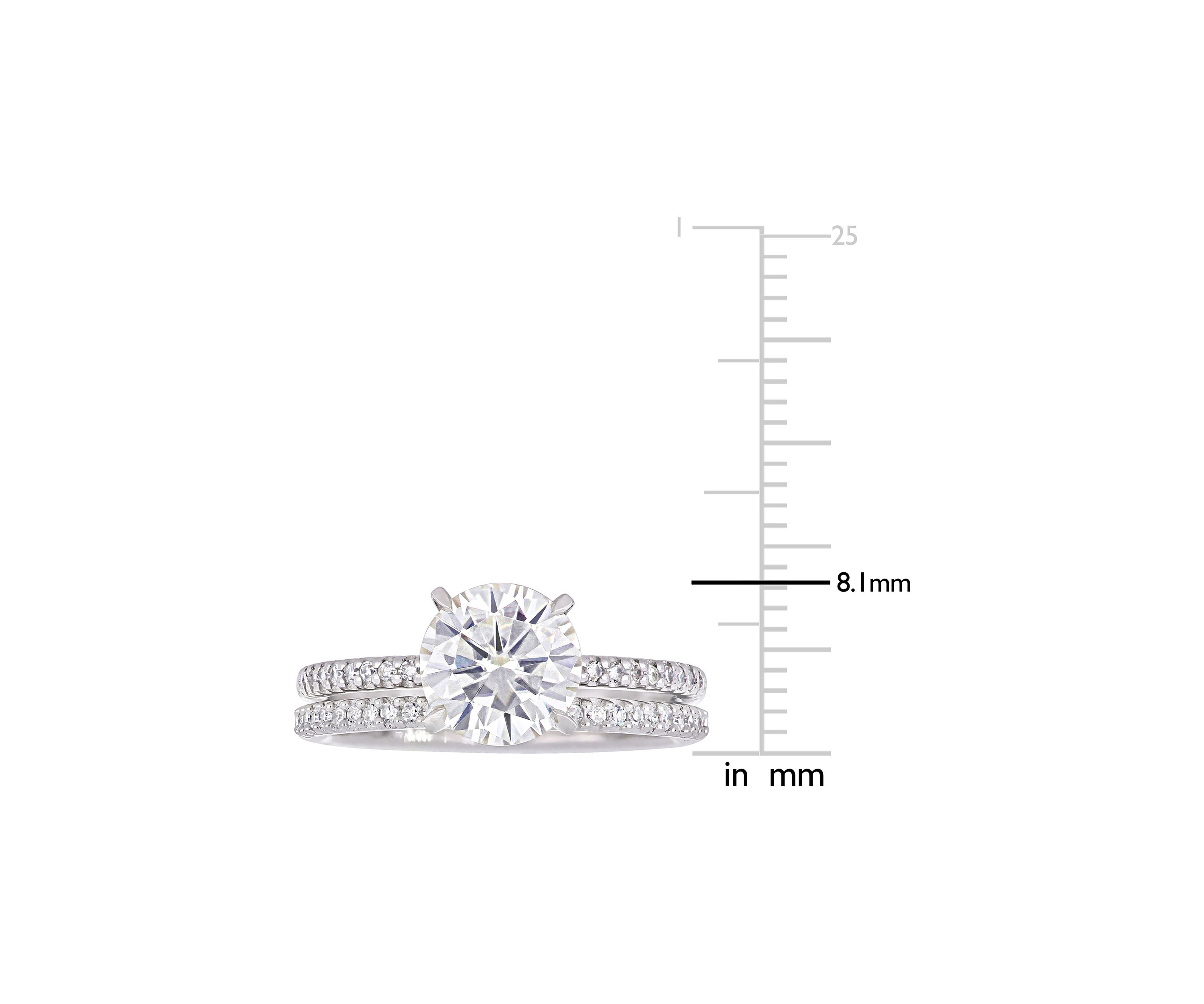 Lab Created 2 ct. t.w. Moissanite and 1/4 ct. t.w. Diamond Bridal Set in 14k White Gold