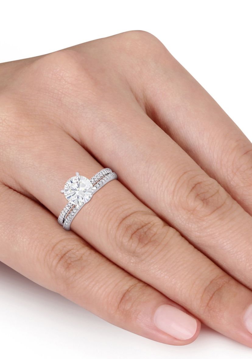 Lab Created 2 ct. t.w. Moissanite and 1/4 ct. t.w. Diamond Bridal Set in 14k White Gold