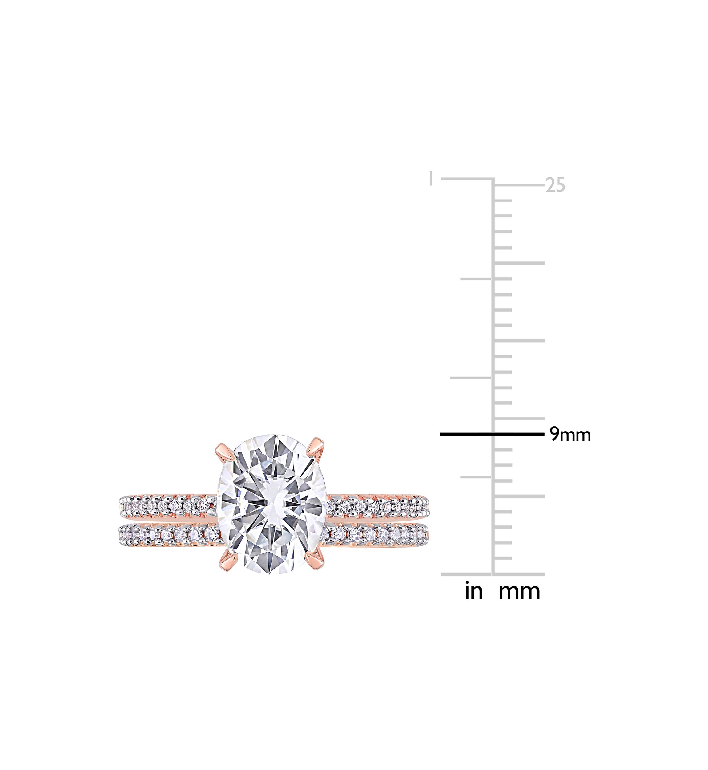 Lab Created 2 ct. t.w. Oval Moissanite and 1/4 ct. t.w. Diamond Bridal Ring Set in 14k Rose Gold