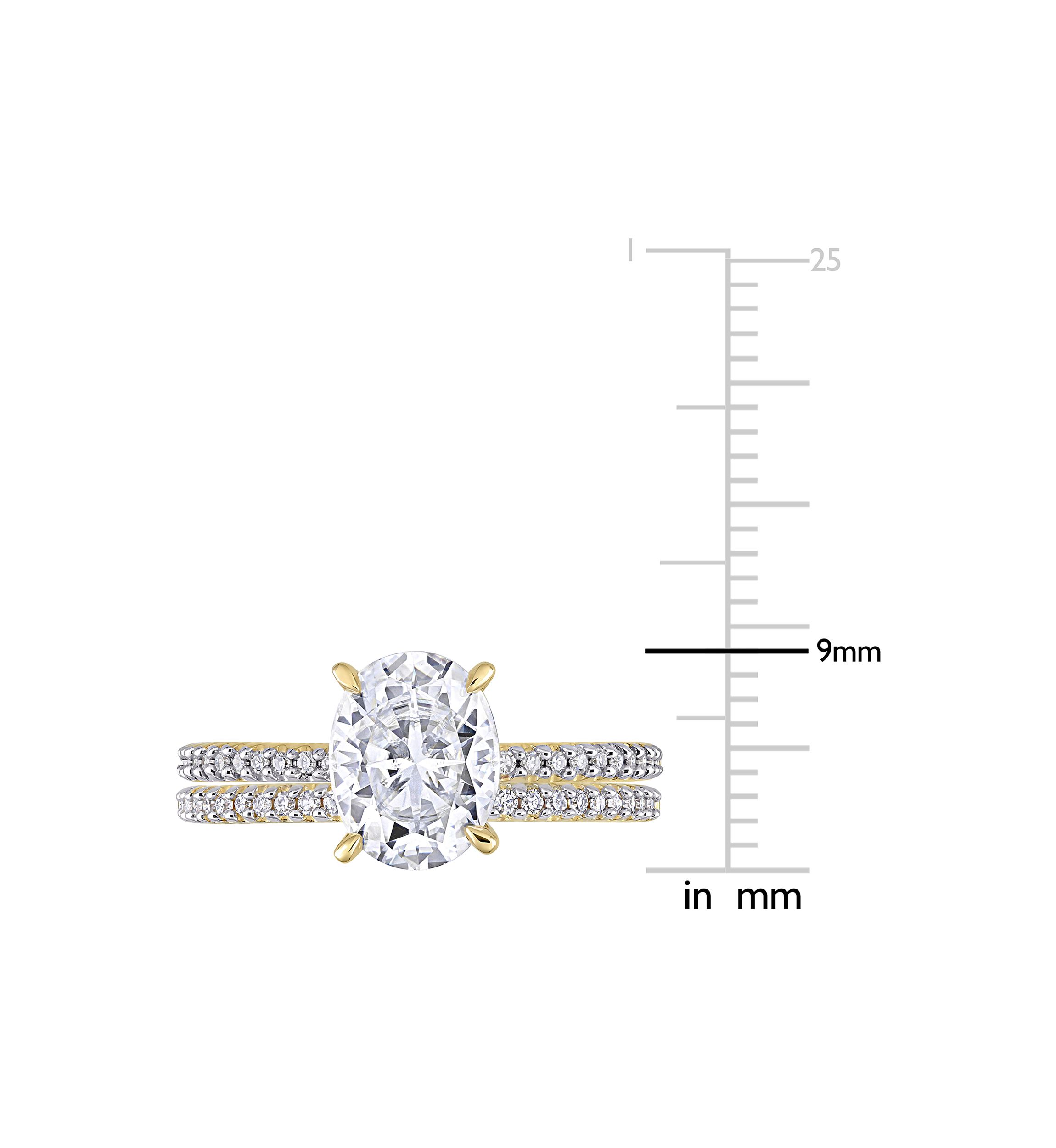 Lab Created 2 ct. t.w. Oval Moissanite and 1/4 ct. t.w. Diamond Bridal Ring Set in 14k Yellow Gold