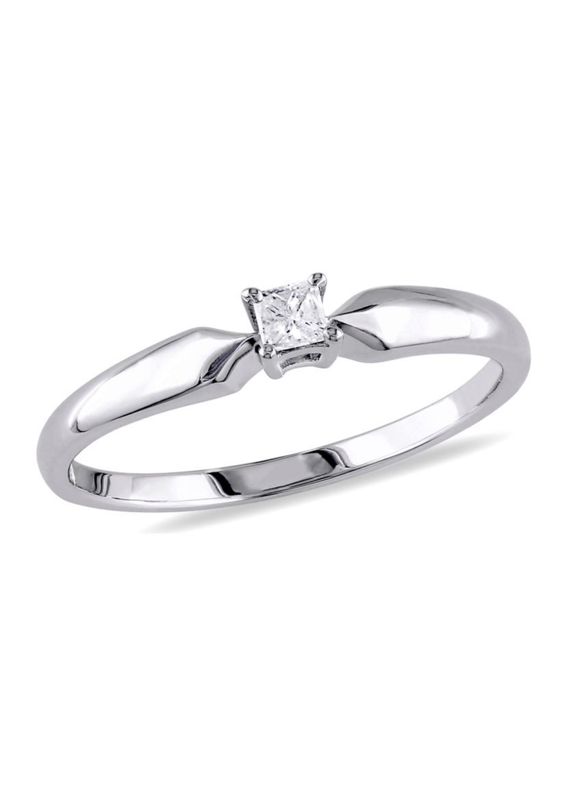 1/10 ct. t.w. Diamond Princess-cut Solitaire Ring in Sterling Silver