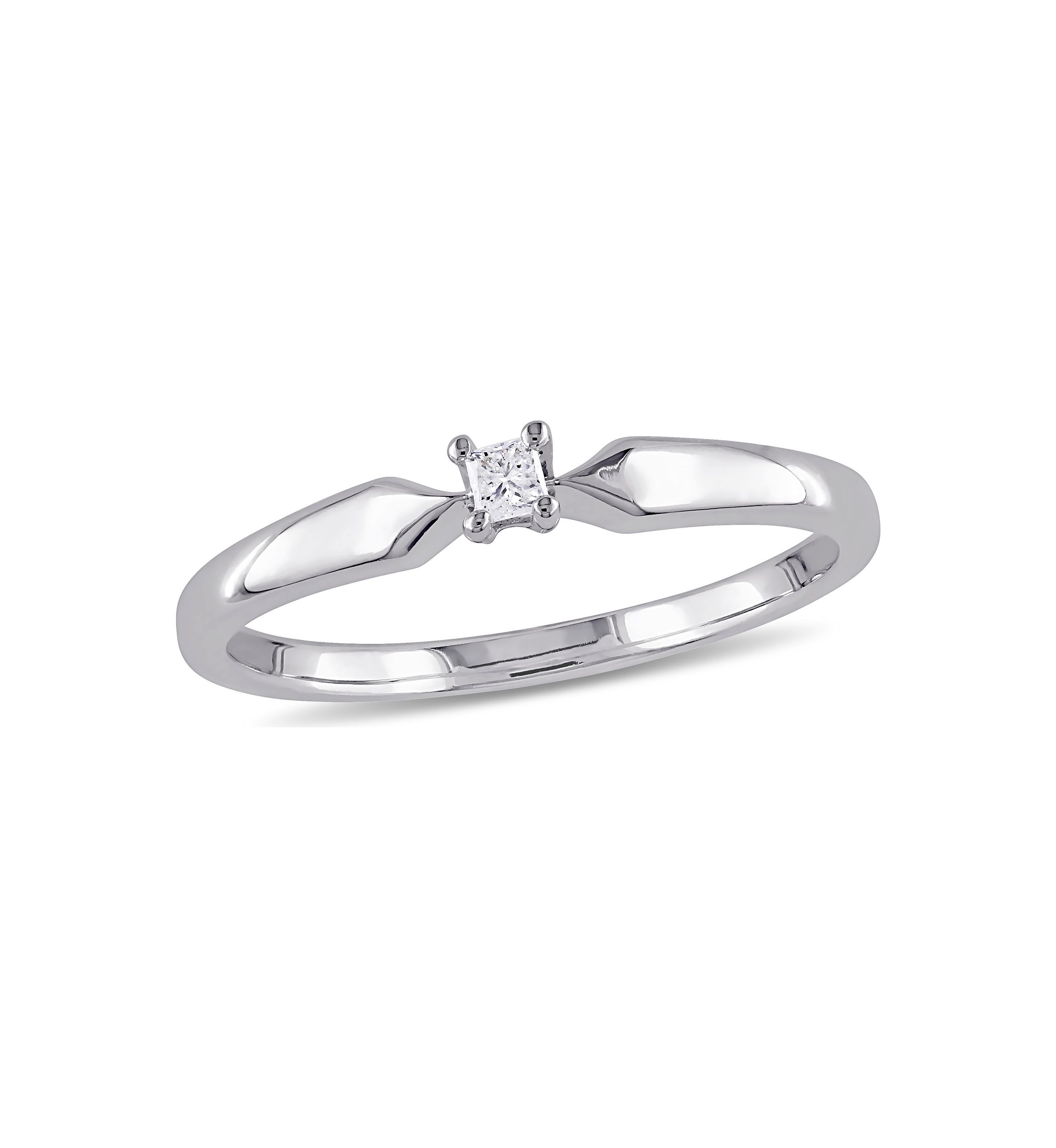 Diamond-Accent Princess-cut Solitaire Ring in Sterling Silver