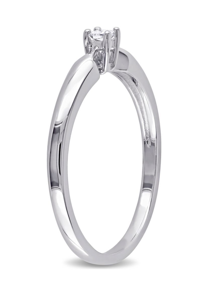 Diamond-Accent Princess-cut Solitaire Ring in Sterling Silver