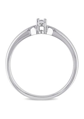 Diamond-Accent Princess-cut Solitaire Ring Sterling Silver