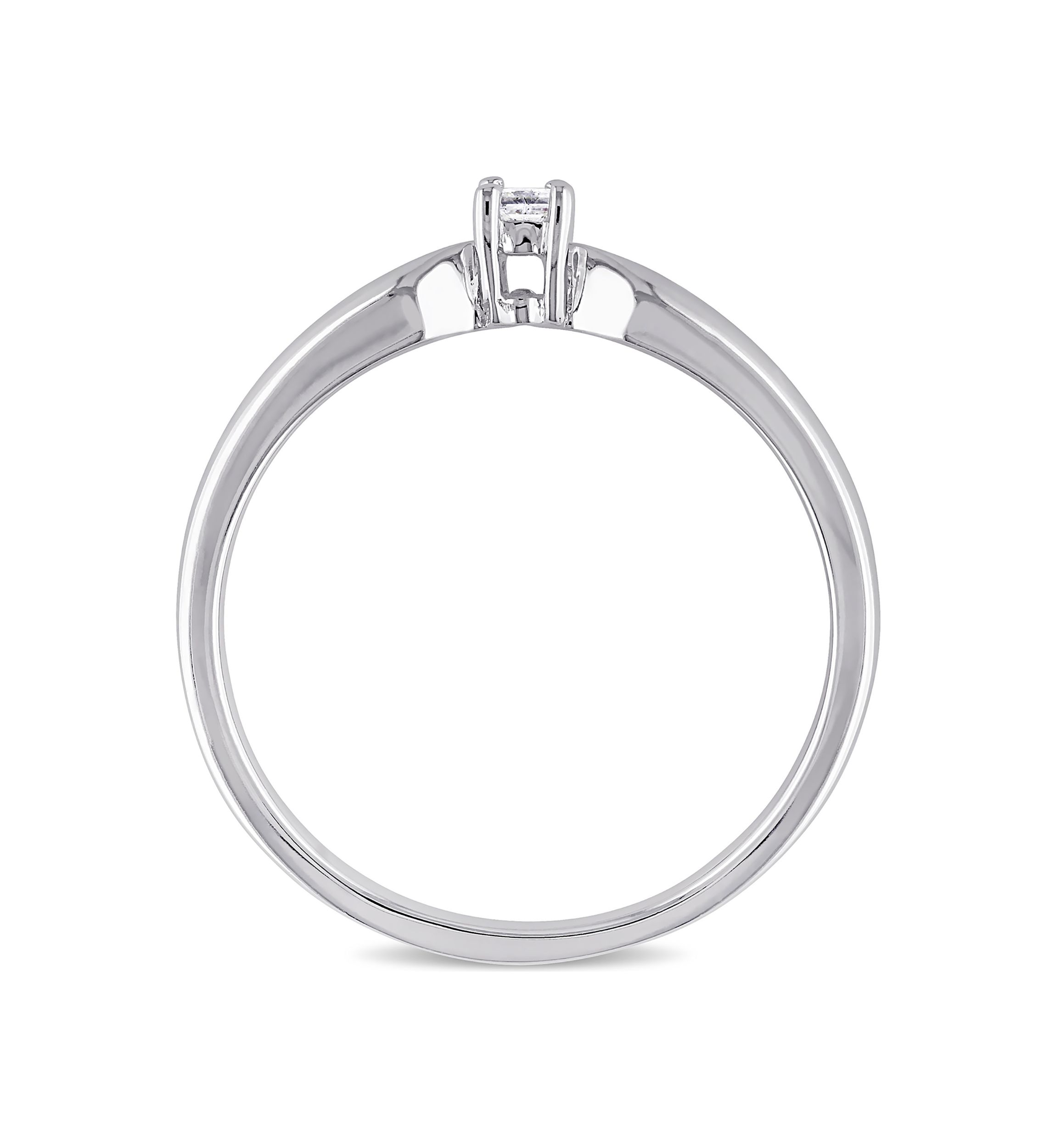 Diamond-Accent Princess-cut Solitaire Ring in Sterling Silver