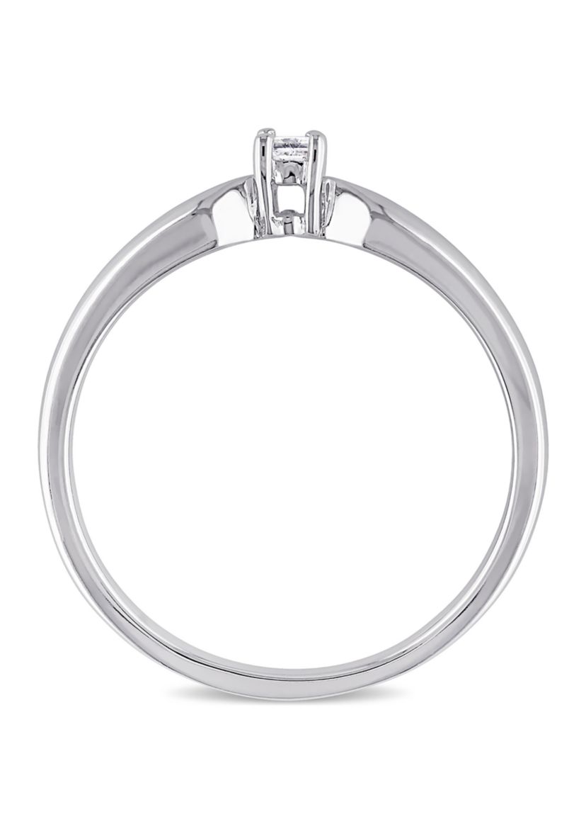 Diamond-Accent Princess-cut Solitaire Ring in Sterling Silver
