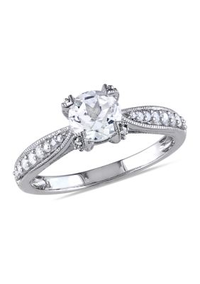 Belk & Co 1 Ct. T.w. Created White Sapphire And 1/5 Ct. T.w. Diamond Ring In Sterling Silver