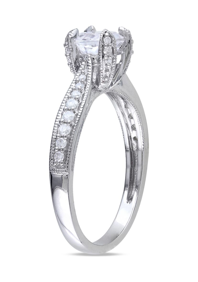 1 ct. t.w. Created White Sapphire and 1/5 ct. t.w. Diamond Ring in Sterling Silver