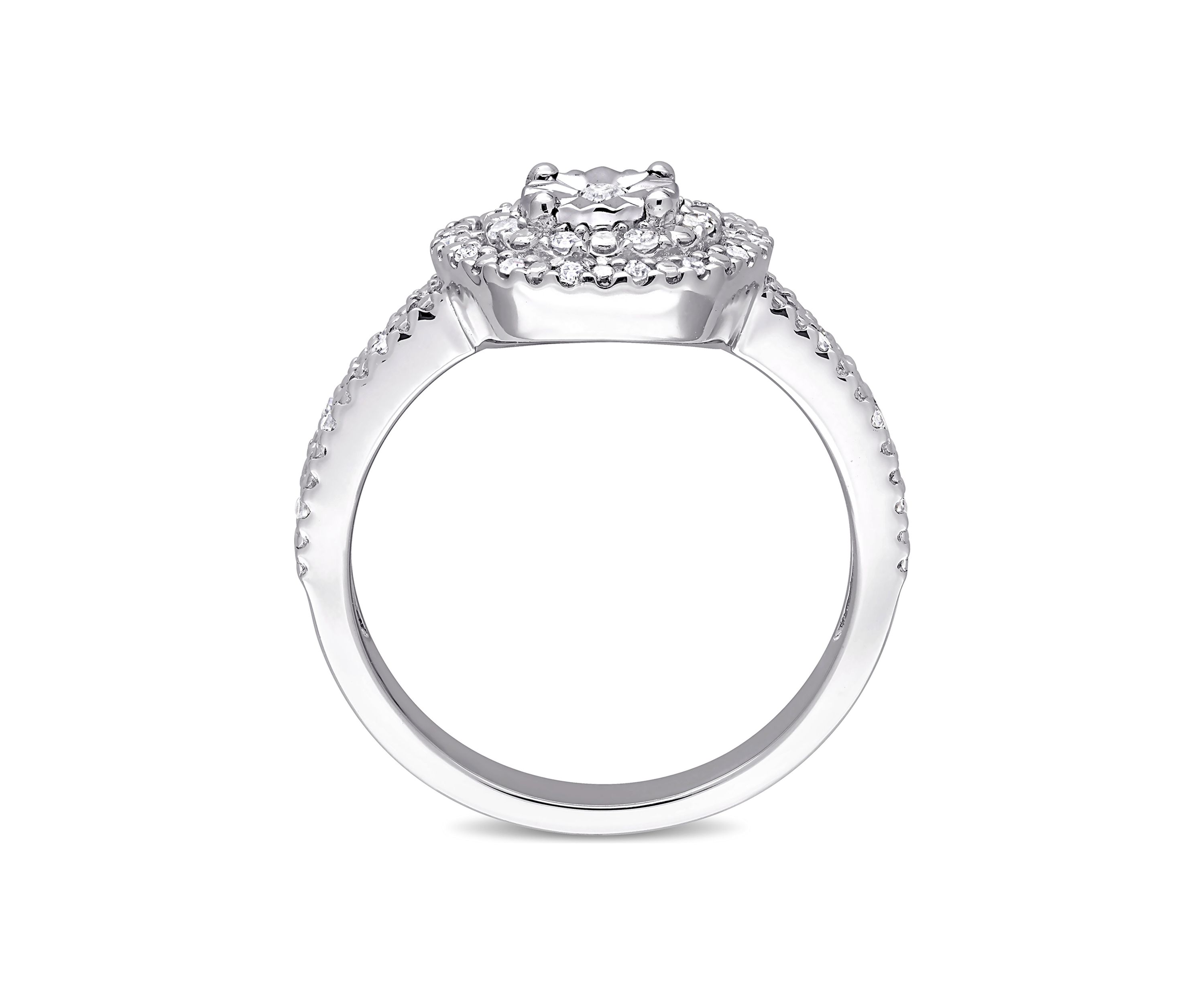 1/5 ct. t.w.  Diamond Halo Split Shank Ring in Sterling Silver