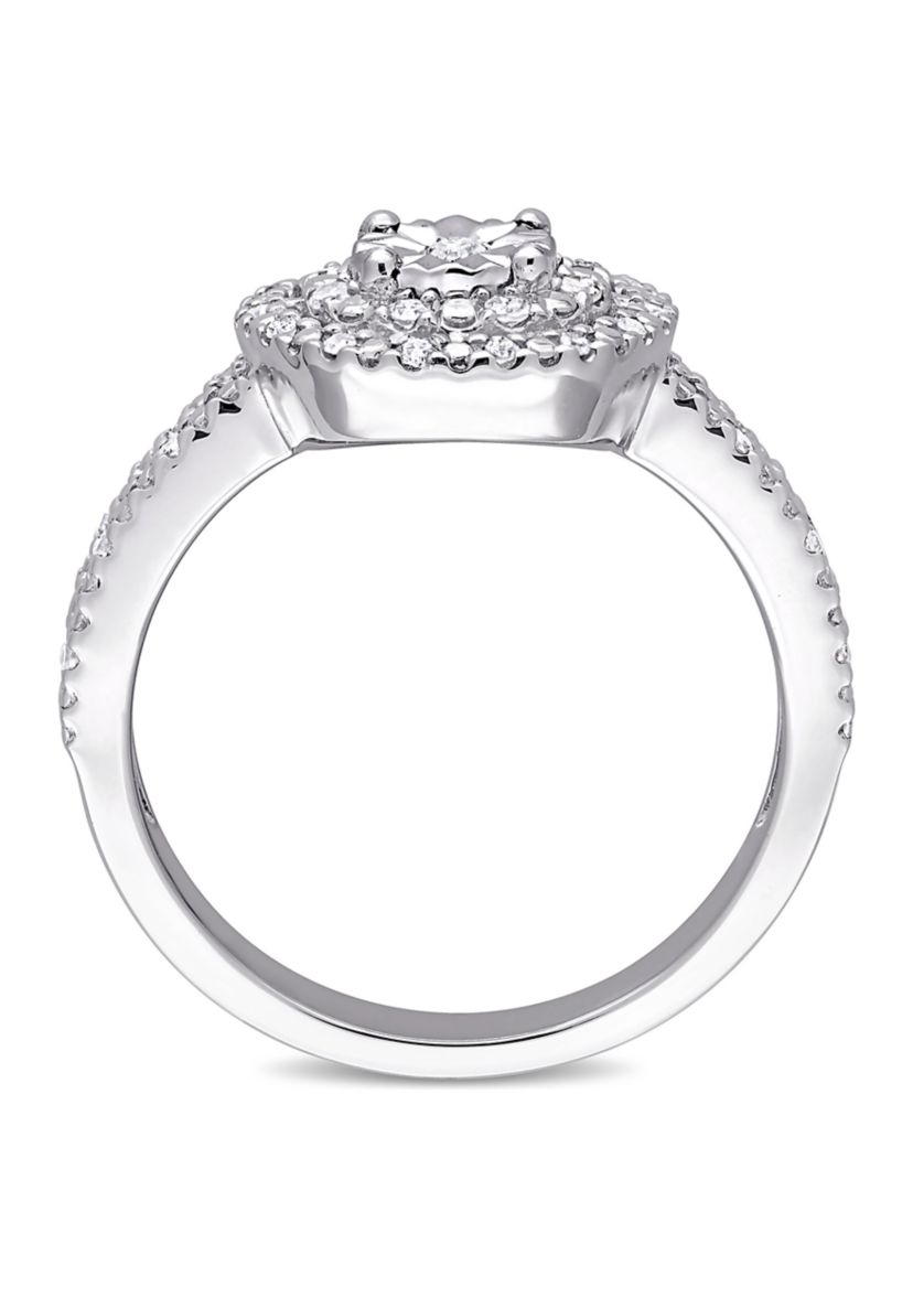 1/5 ct. t.w.  Diamond Halo Split Shank Ring in Sterling Silver