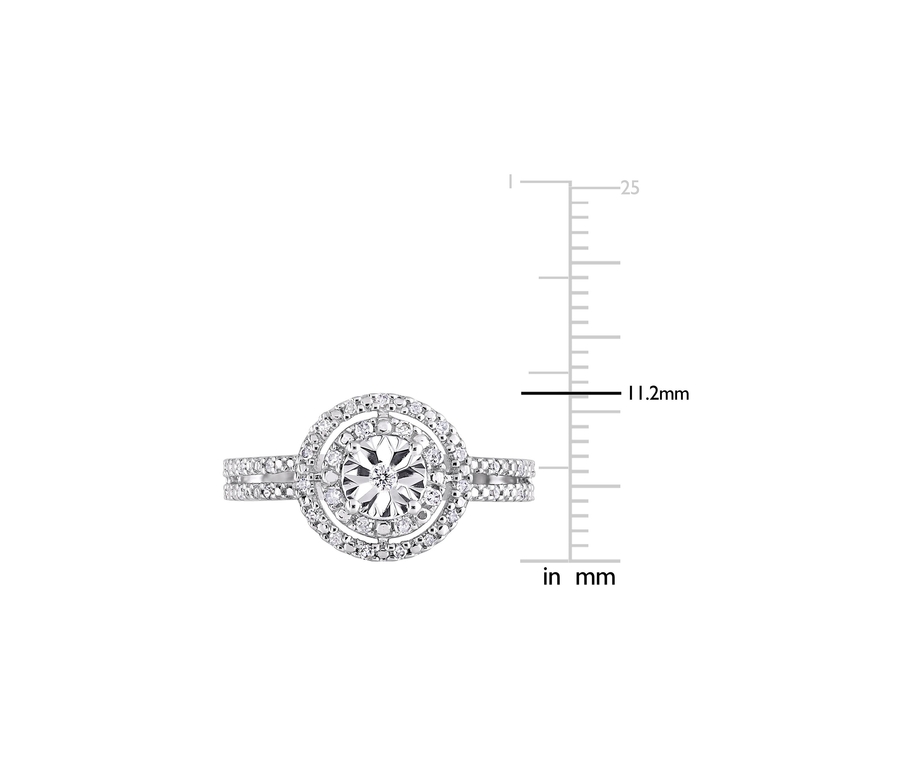 1/5 ct. t.w.  Diamond Halo Split Shank Ring in Sterling Silver