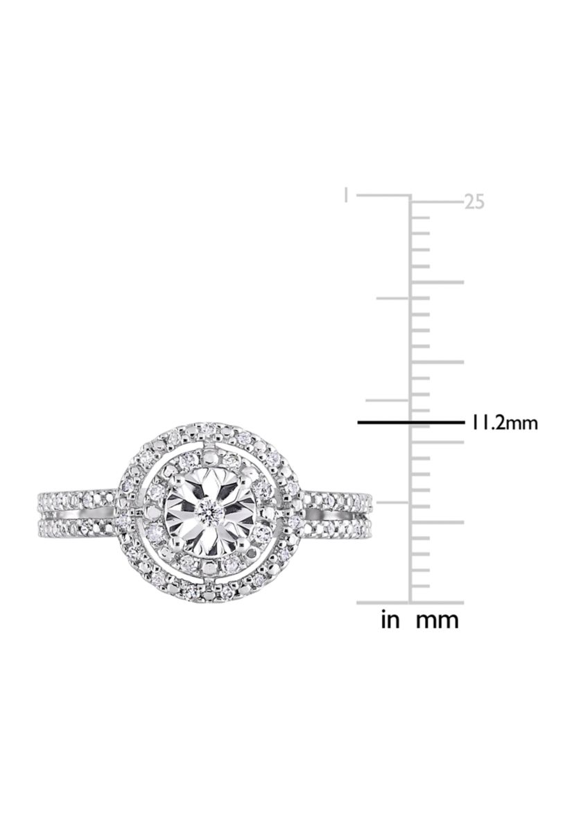 1/5 ct. t.w.  Diamond Halo Split Shank Ring in Sterling Silver