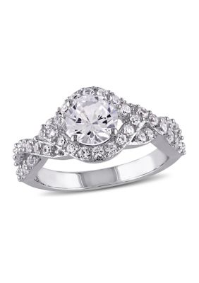 2.2 ct. t.w. Created White Sapphire Crossover Twist Engagement Ring Sterling Silver