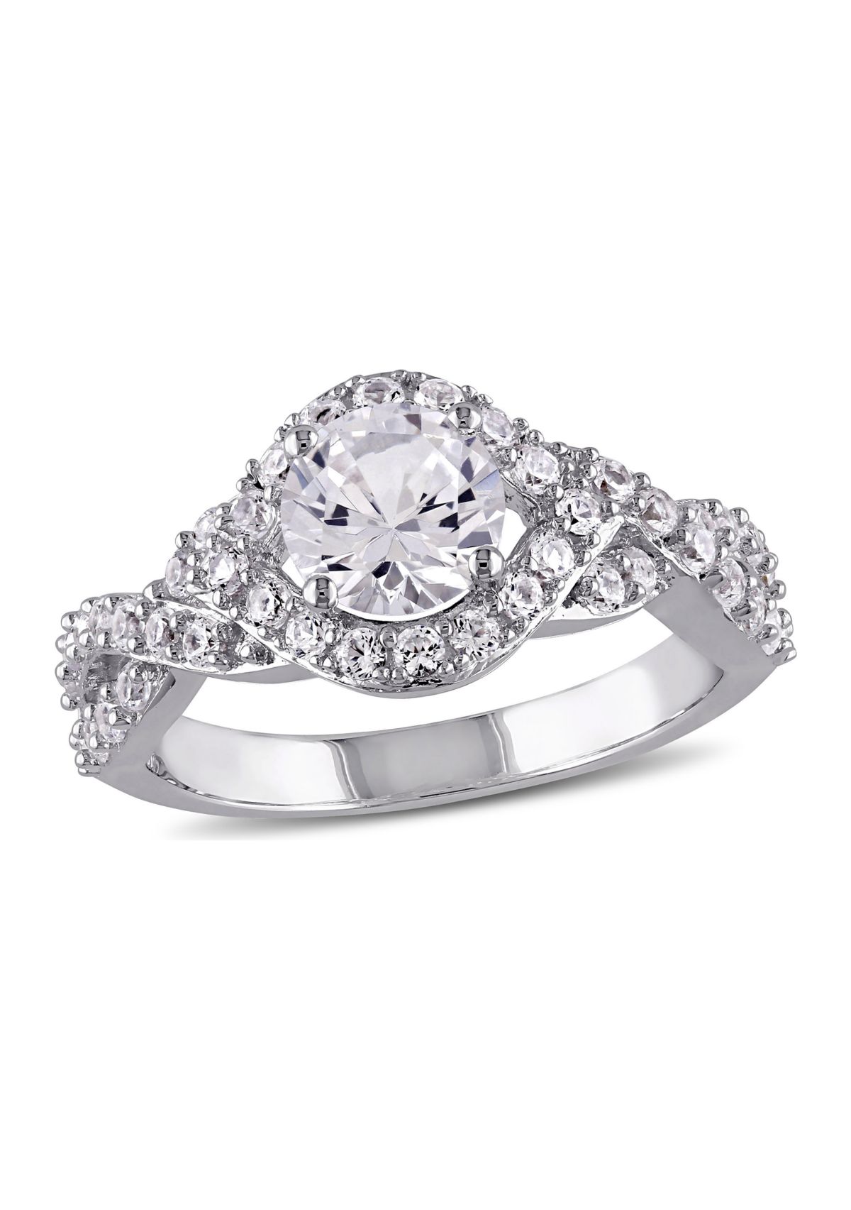 2.2 ct. t.w. Created White Sapphire Crossover Twist Engagement Ring in Sterling Silver