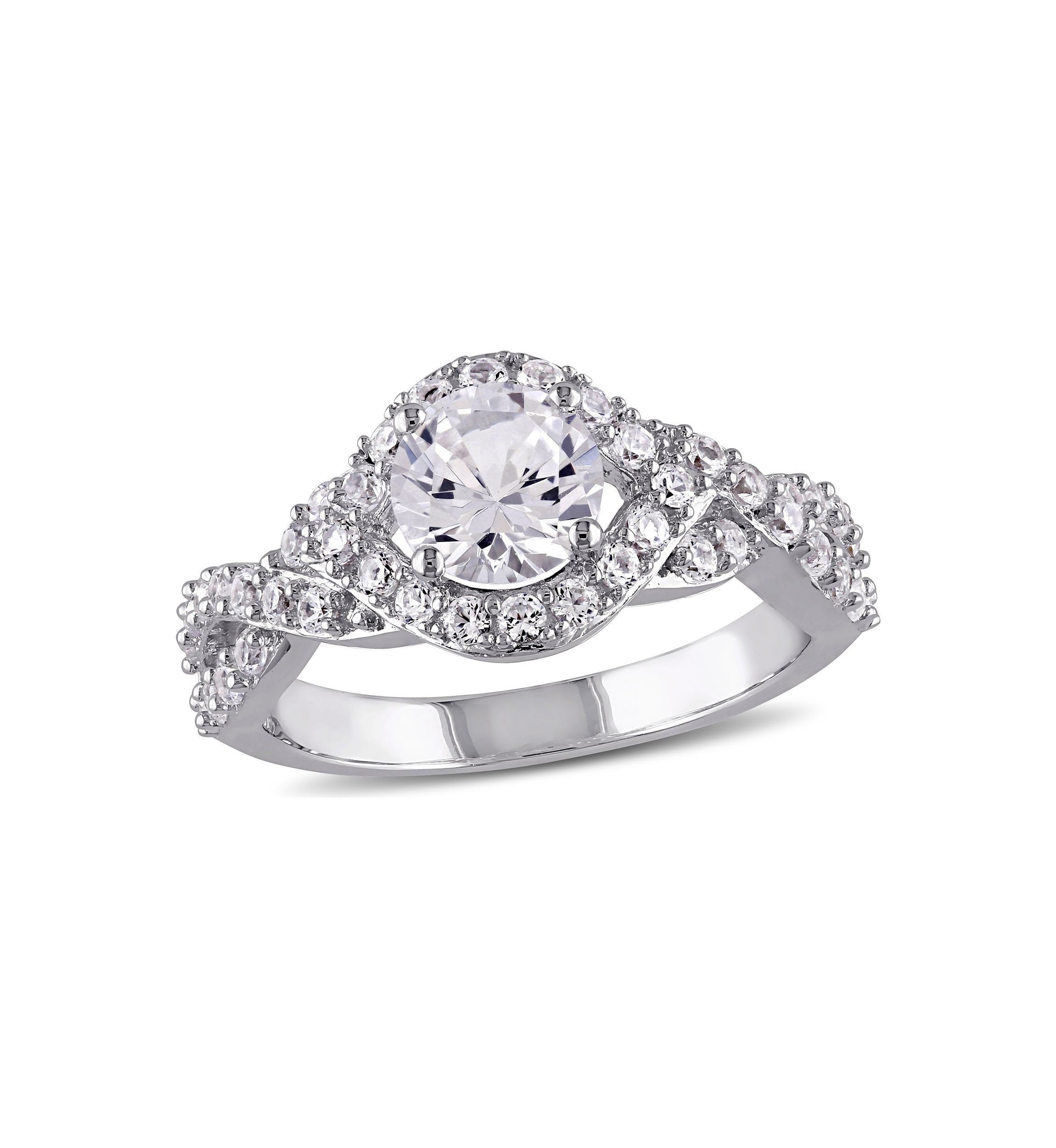 2.2 ct. t.w. Created White Sapphire Crossover Twist Engagement Ring in Sterling Silver