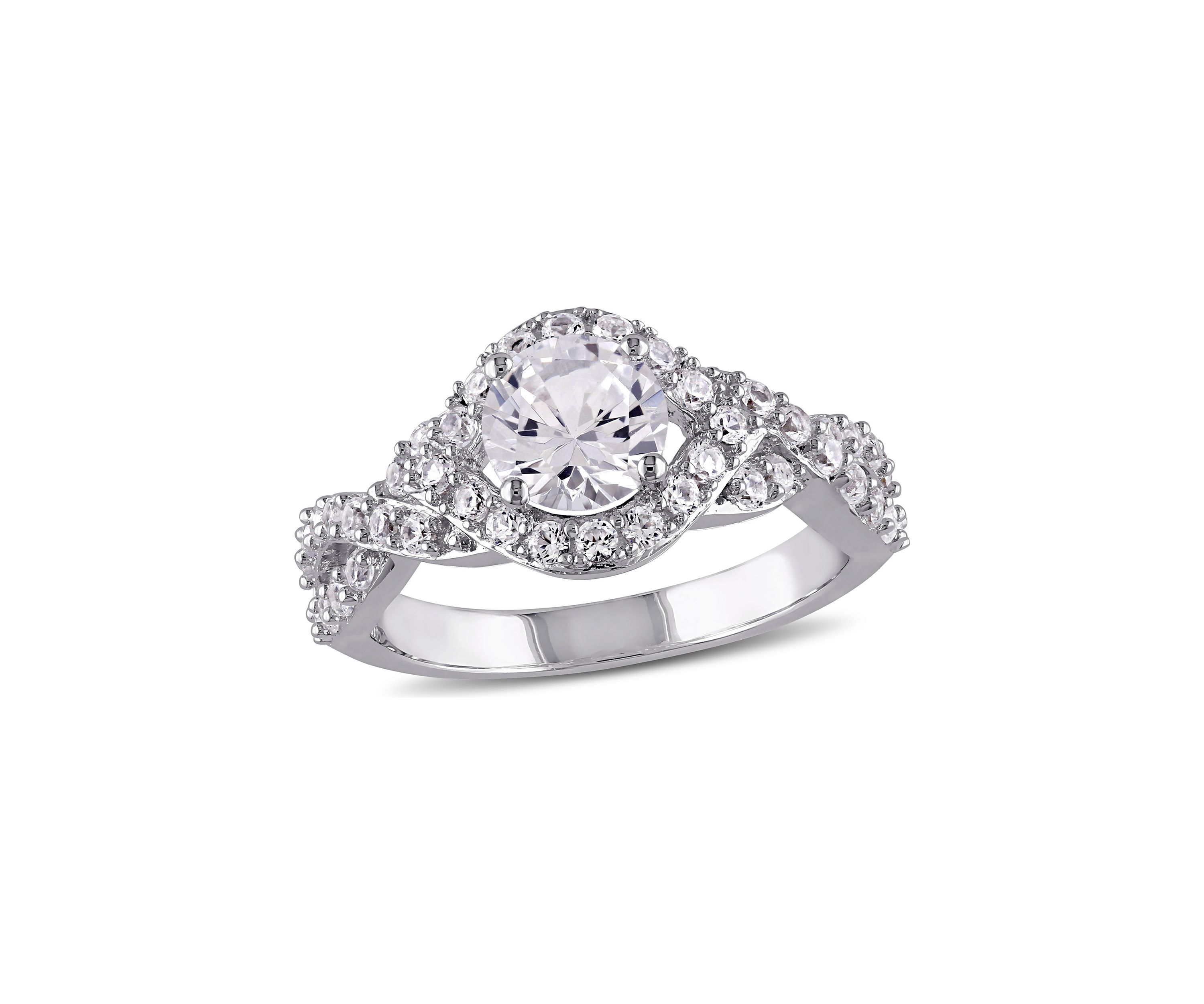 2.2 ct. t.w. Created White Sapphire Crossover Twist Engagement Ring in Sterling Silver
