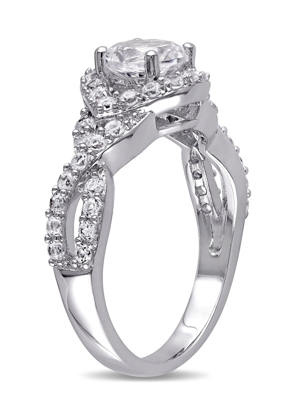 2.2 ct. t.w. Created White Sapphire Crossover Twist Engagement Ring in Sterling Silver