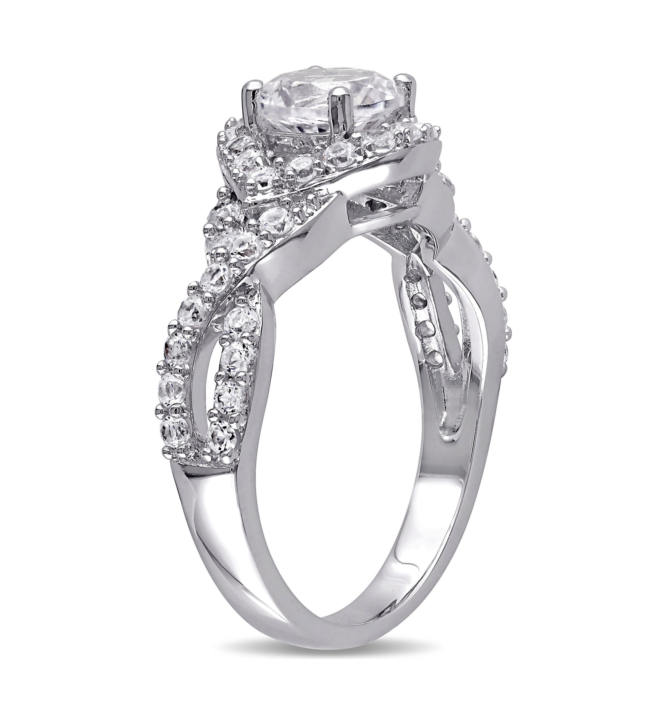 2.2 ct. t.w. Created White Sapphire Crossover Twist Engagement Ring in Sterling Silver