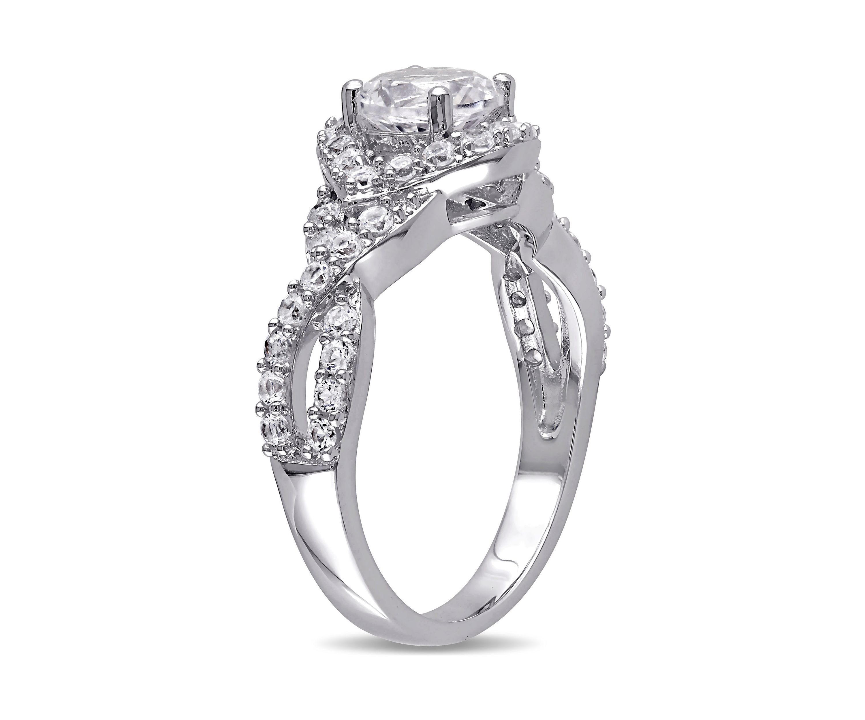 2.2 ct. t.w. Created White Sapphire Crossover Twist Engagement Ring in Sterling Silver